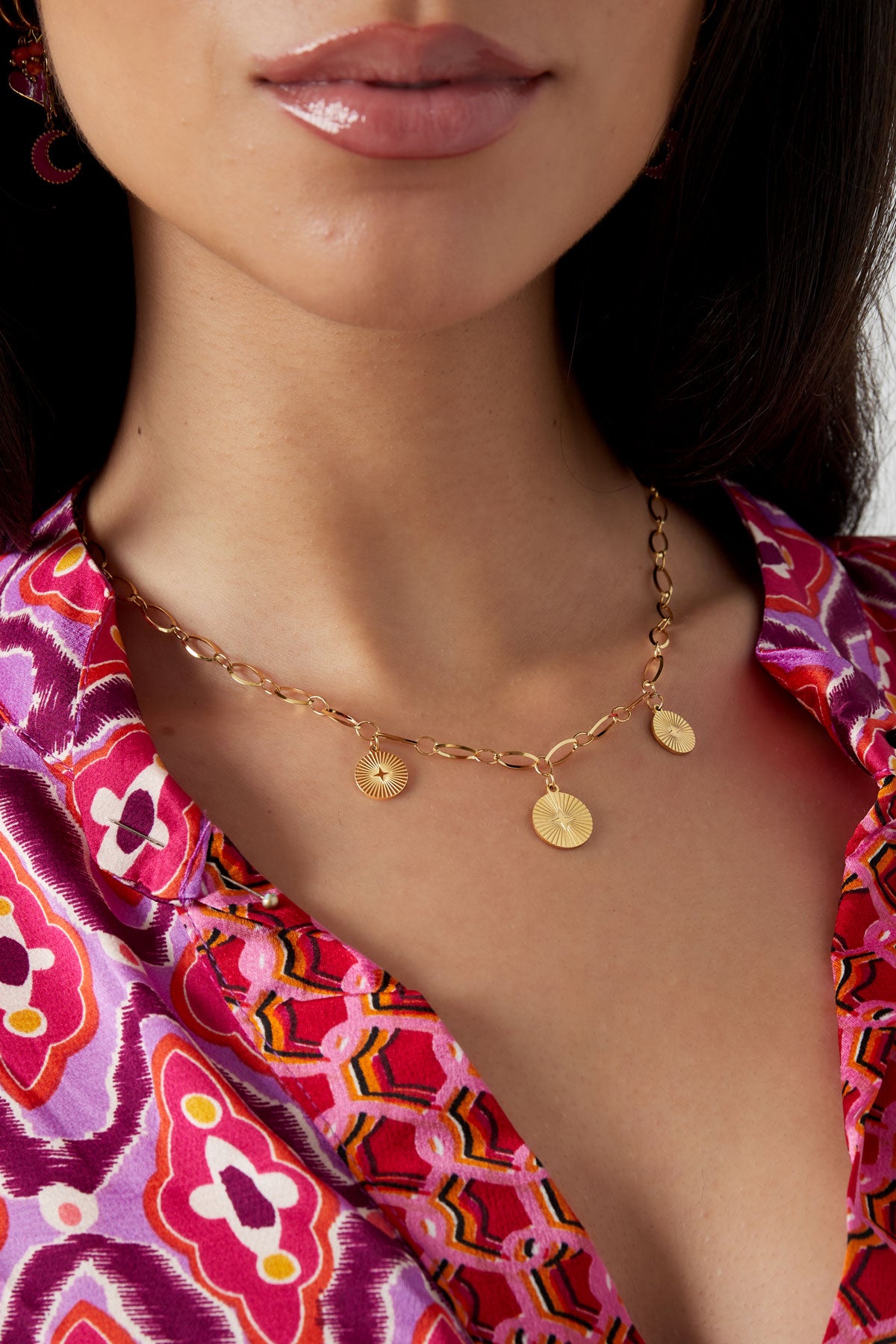 Drie coins ketting zilver