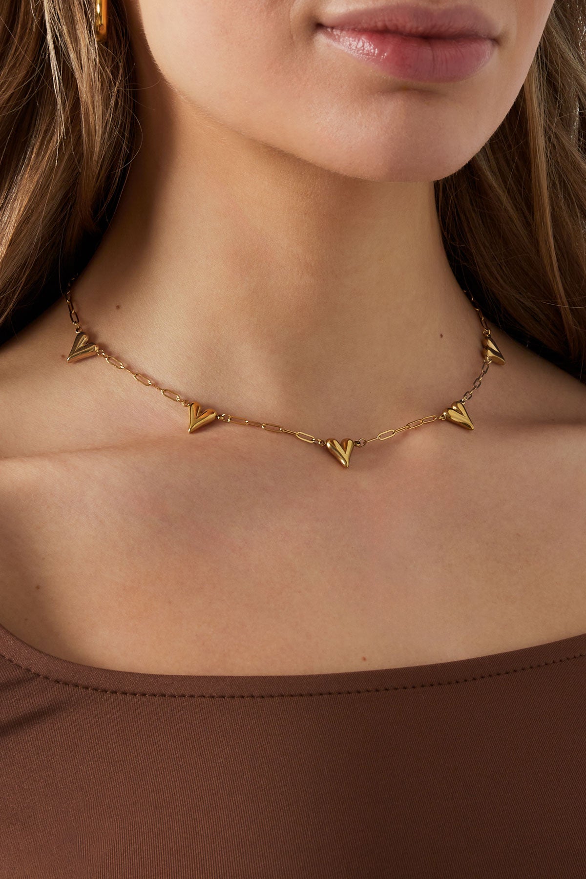 Hearts unfolded ketting zilver