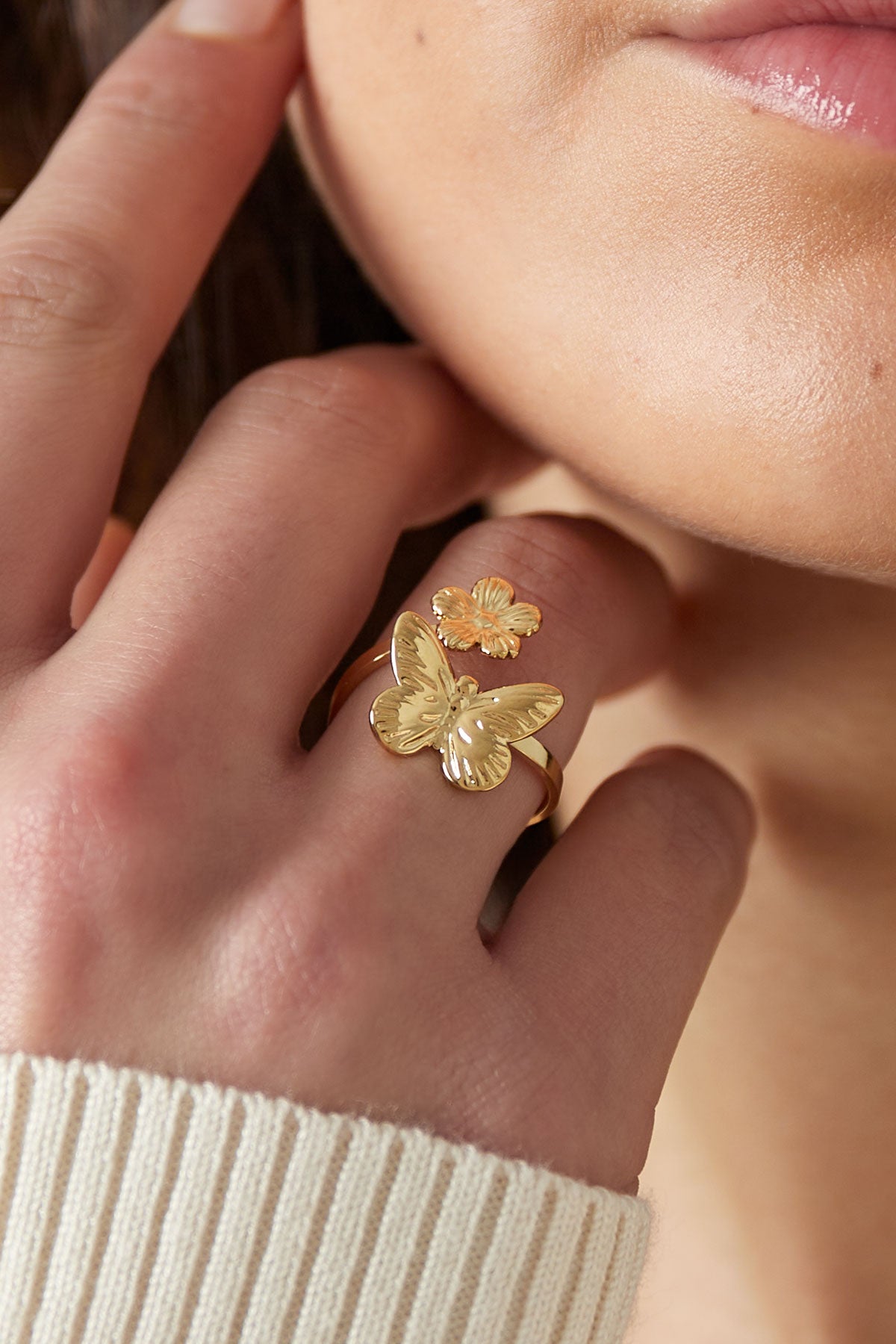 Butterfly bloom ring zilver