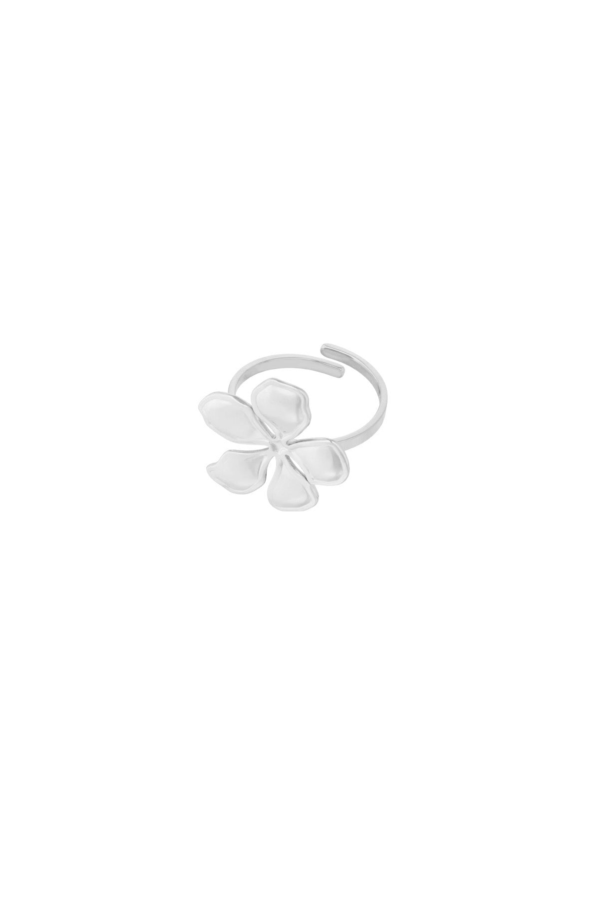 Statement bloem ring zilver