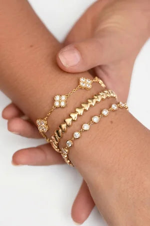 Ronde zirkonia steentjes armband goud