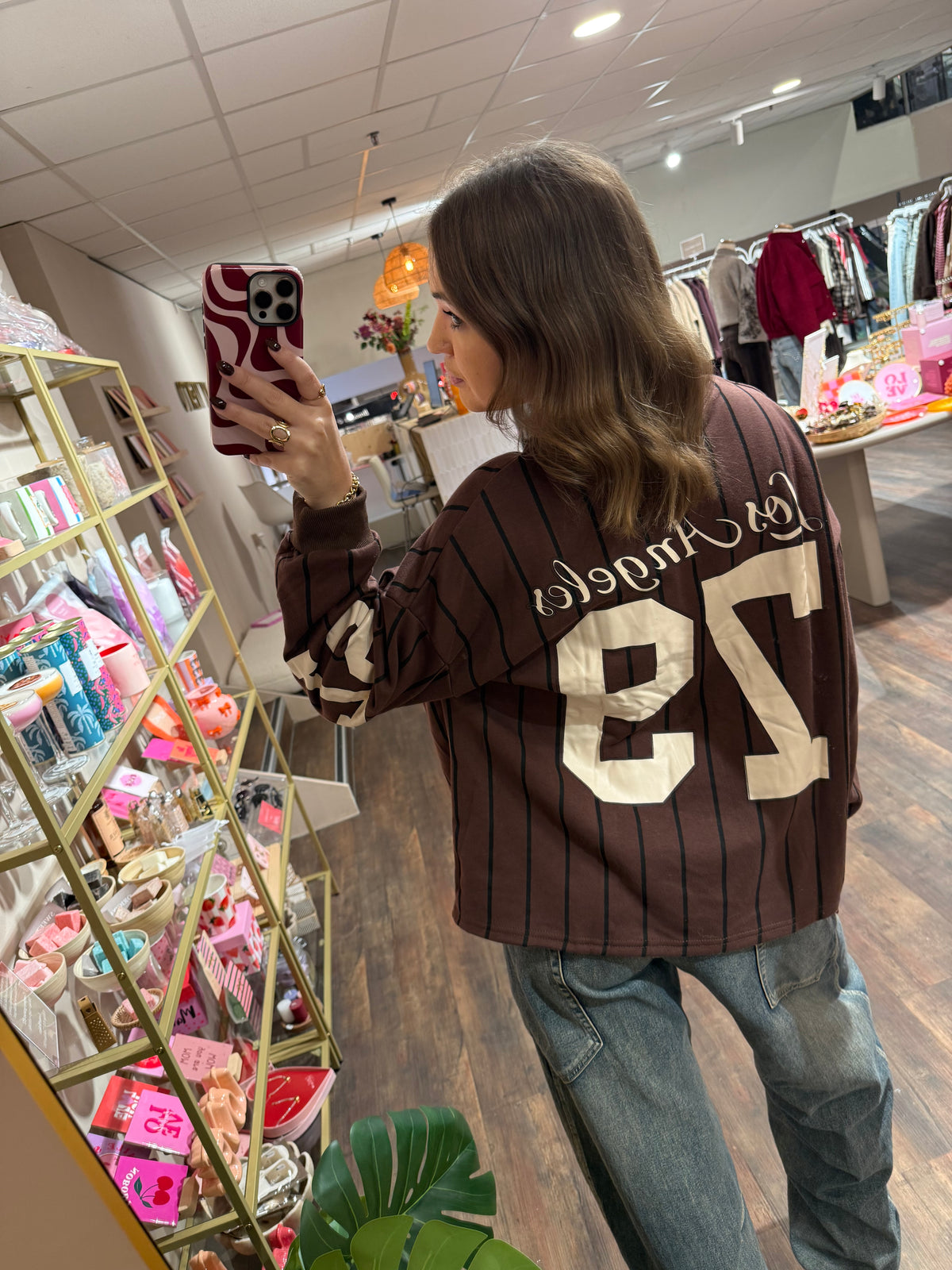 Faye - gestreepte jersey sweater bruin