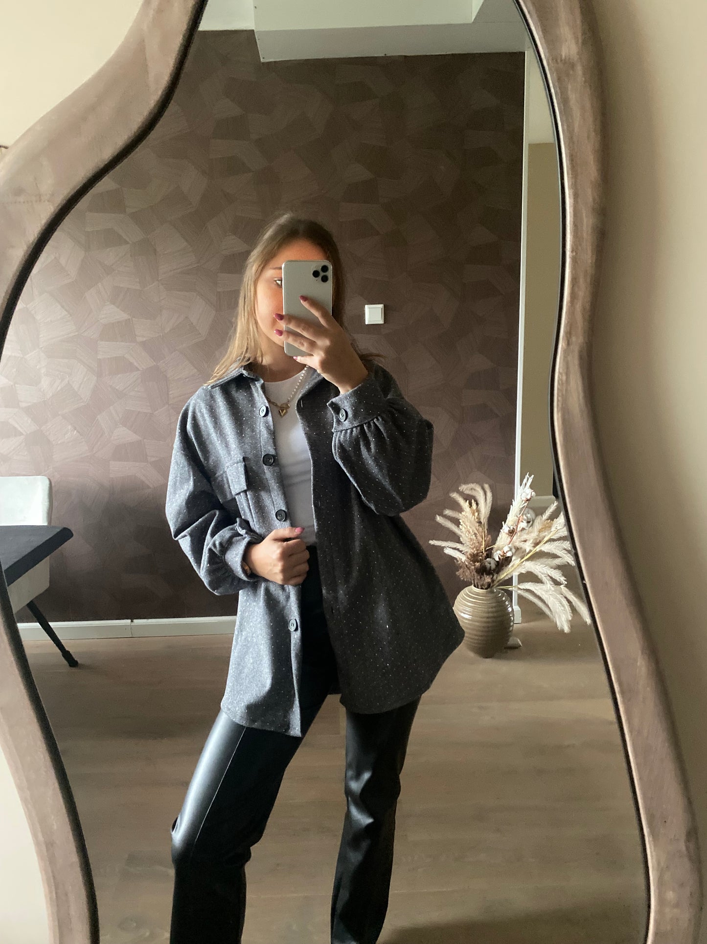 Elena - glitter jacket grijs