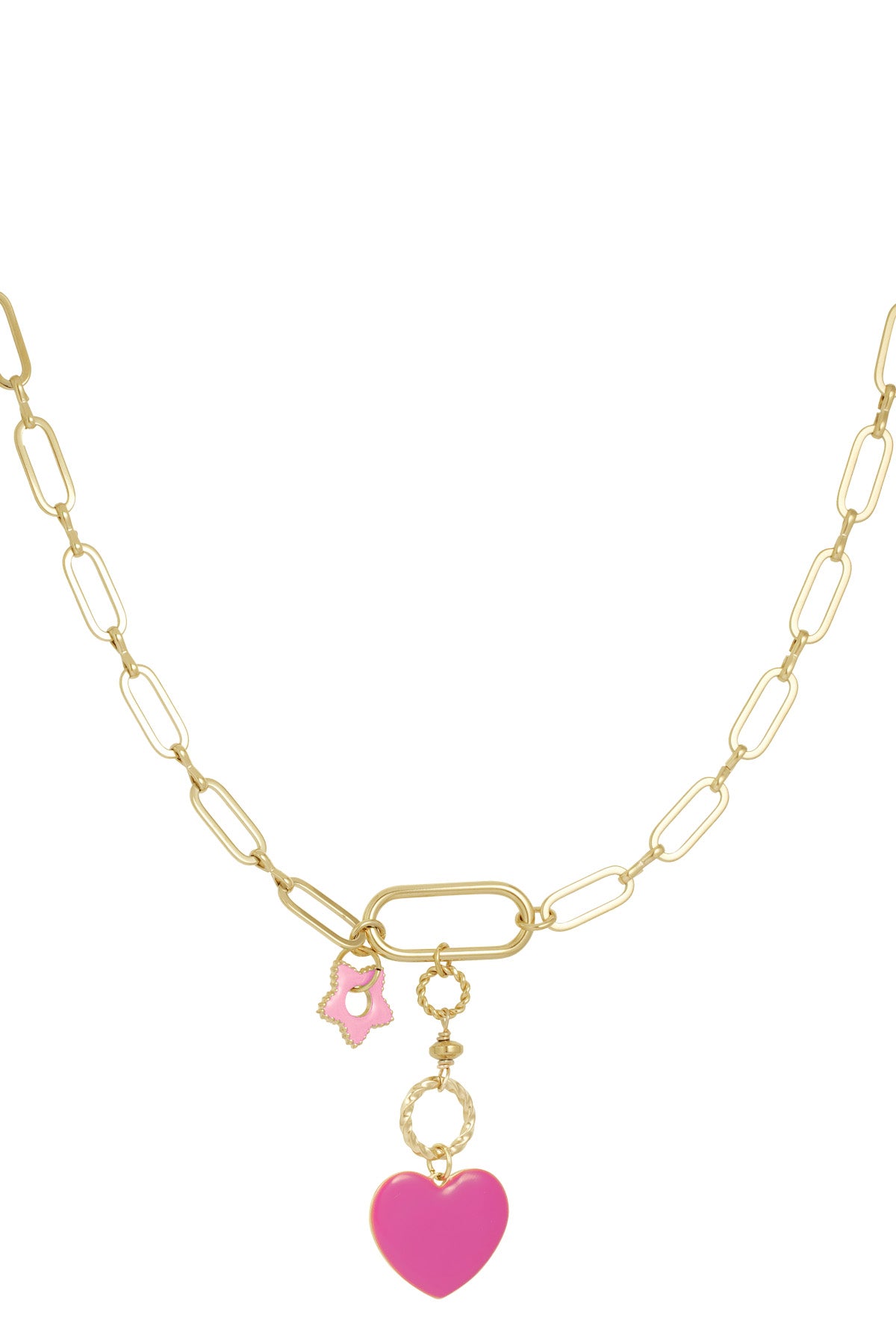 Flower to heart ketting roze goud