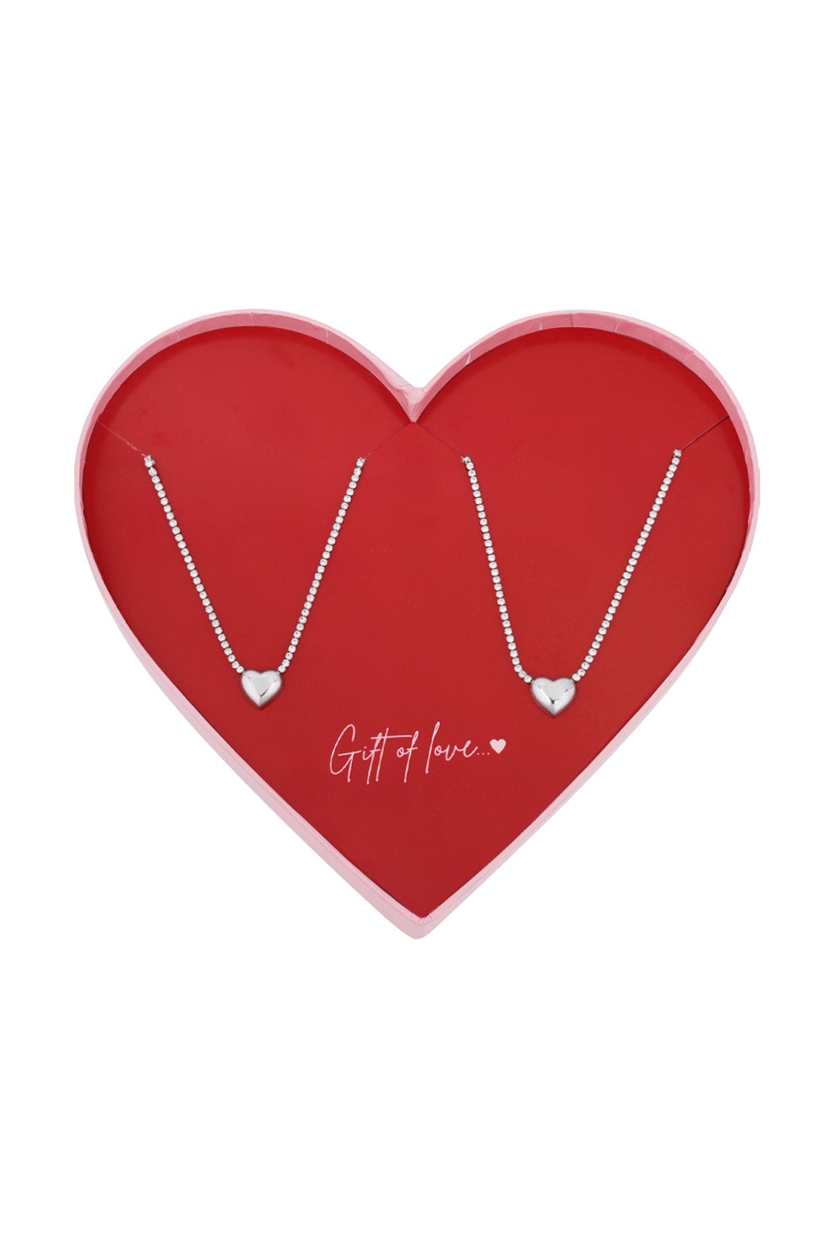 Giftbox hearts 2 kettingen zilver