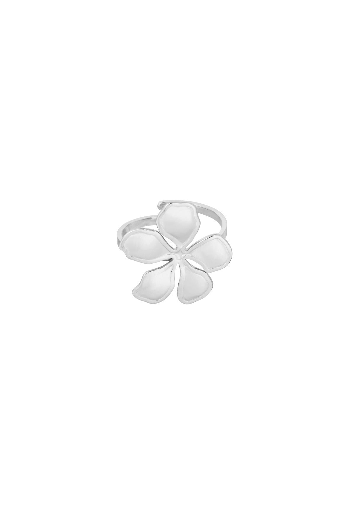 Statement bloem ring zilver
