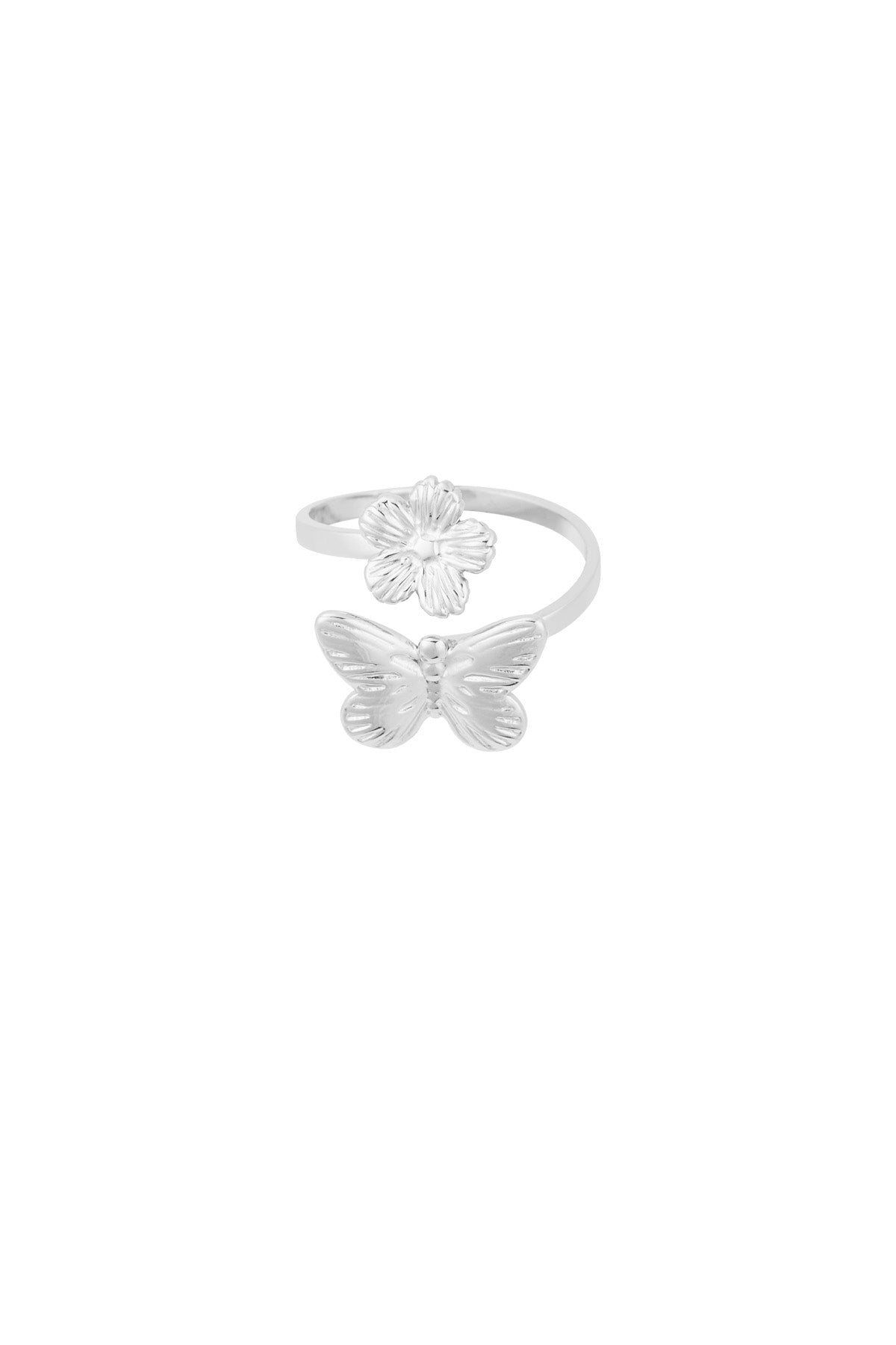 Butterfly bloom ring zilver