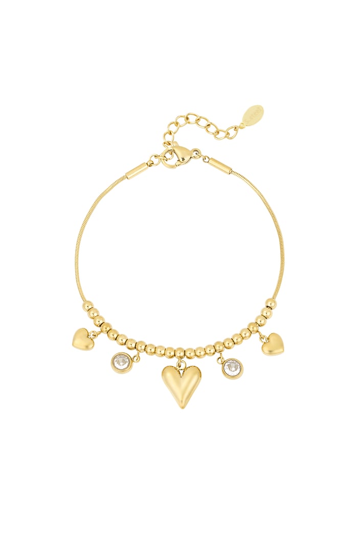 Gleaming heart armband goud