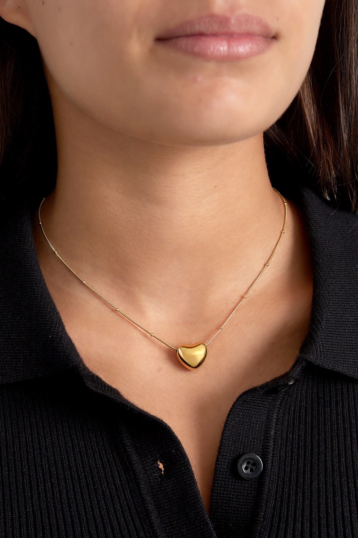 Soft heart ketting goud