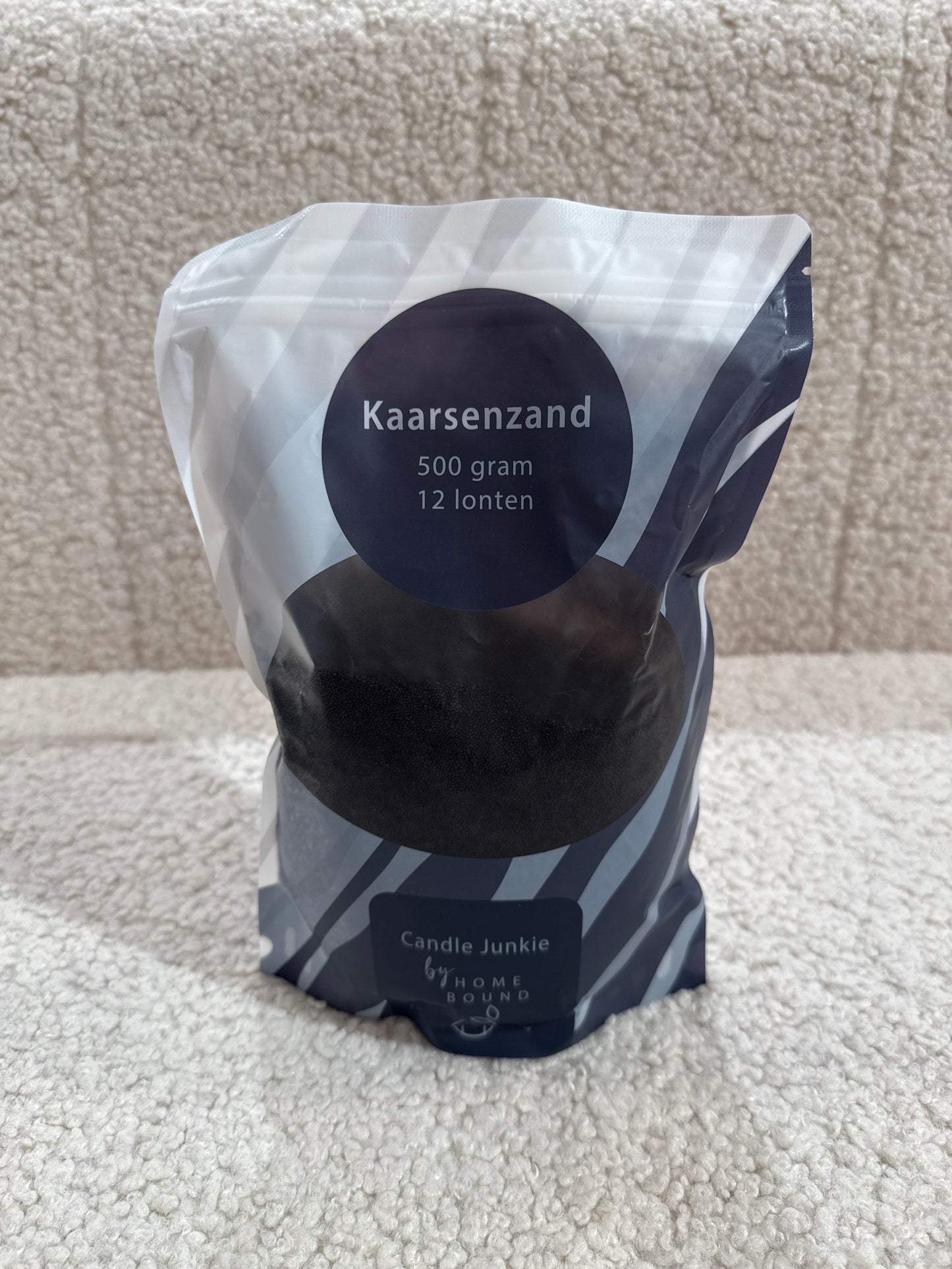 Kaarsenzand Zwart Candle Junkie 500 gram & 12 lonten