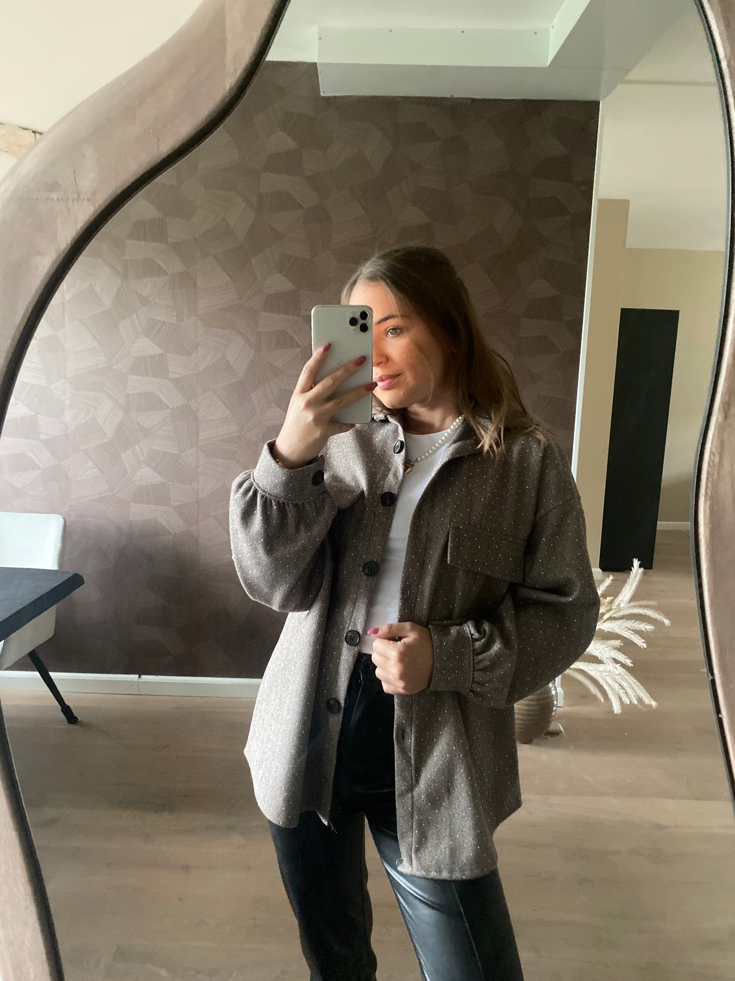Elena - glitter jacket taupe