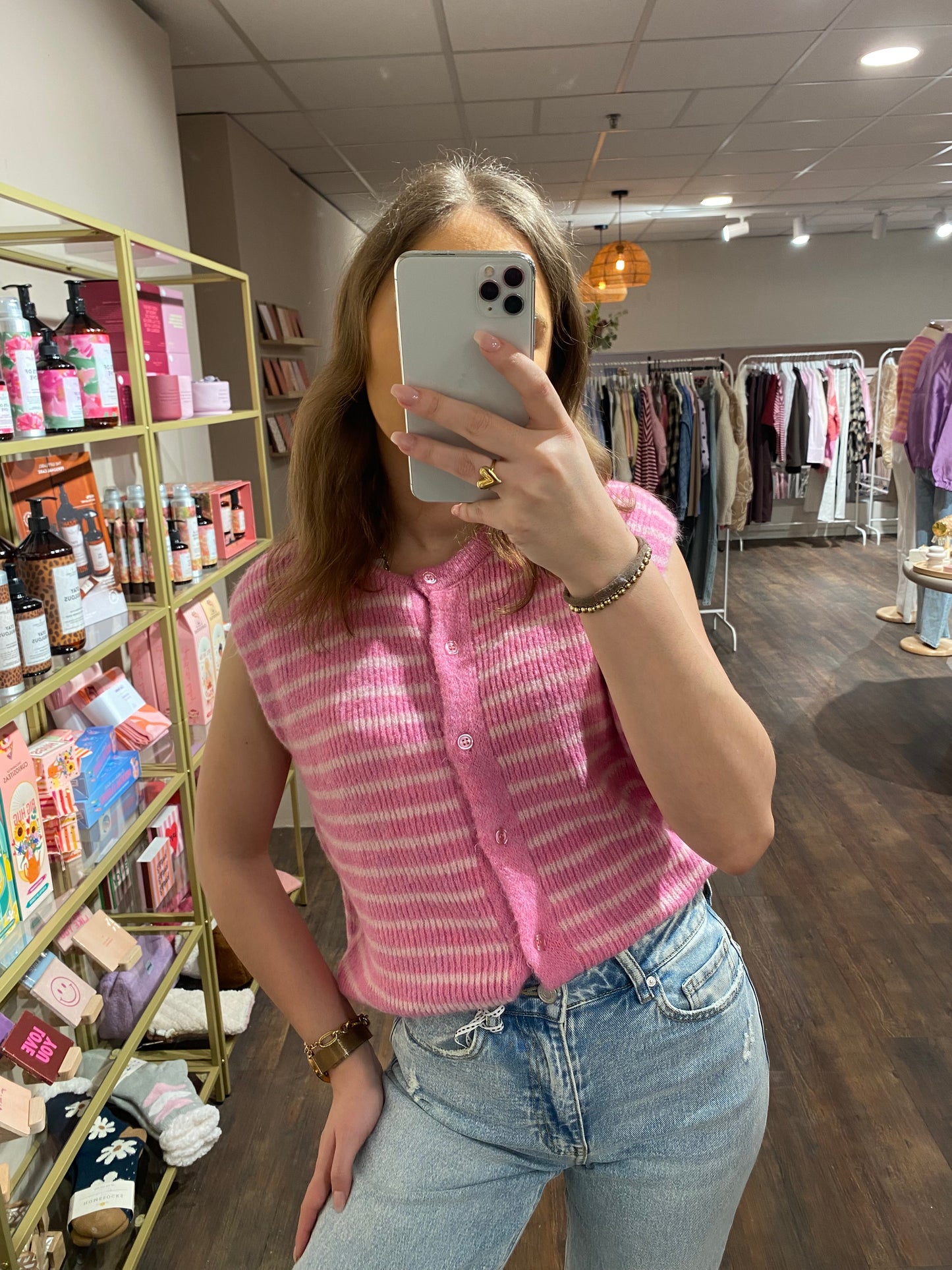Esmee - roze gestreepte gilet
