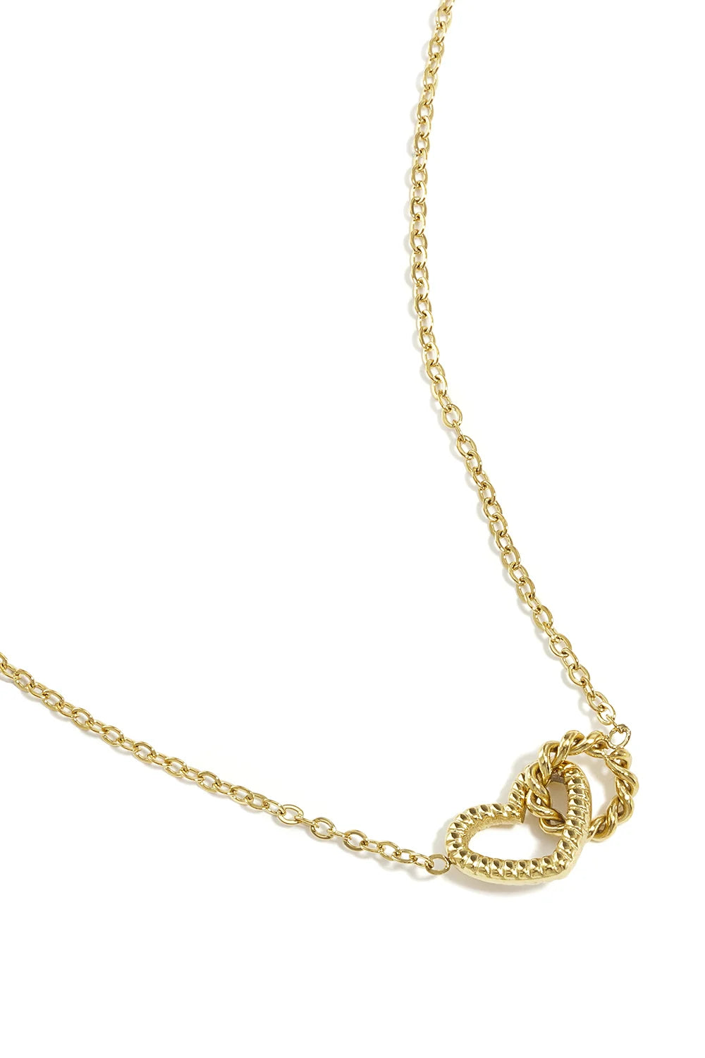 Verbonden hart bedel ketting goud