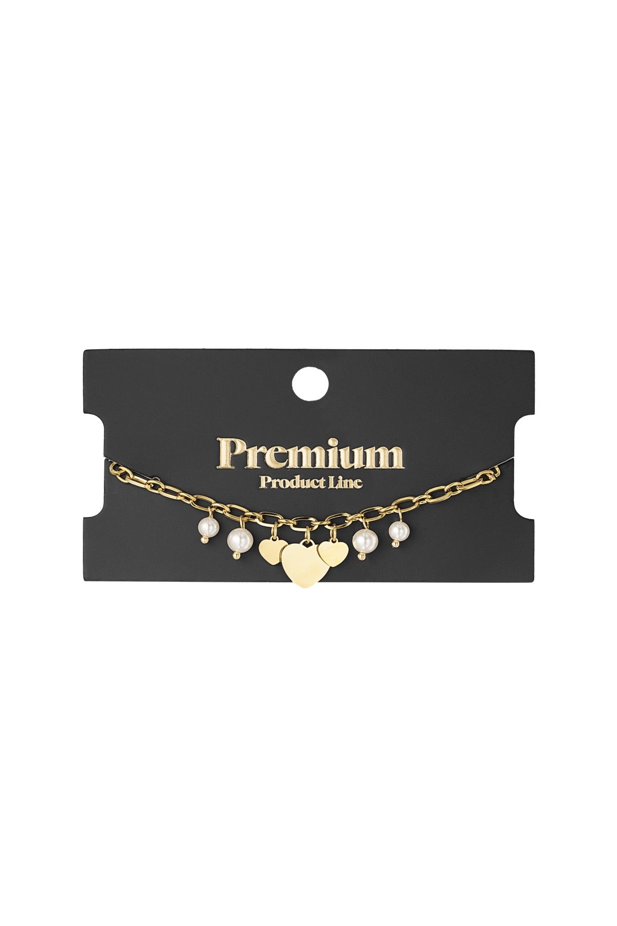 Hearts & pearls armband goud