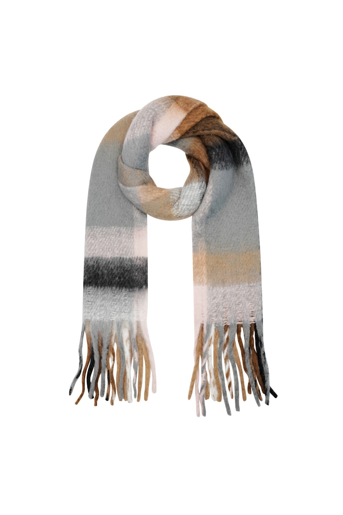 Wintersjaal color block bruin