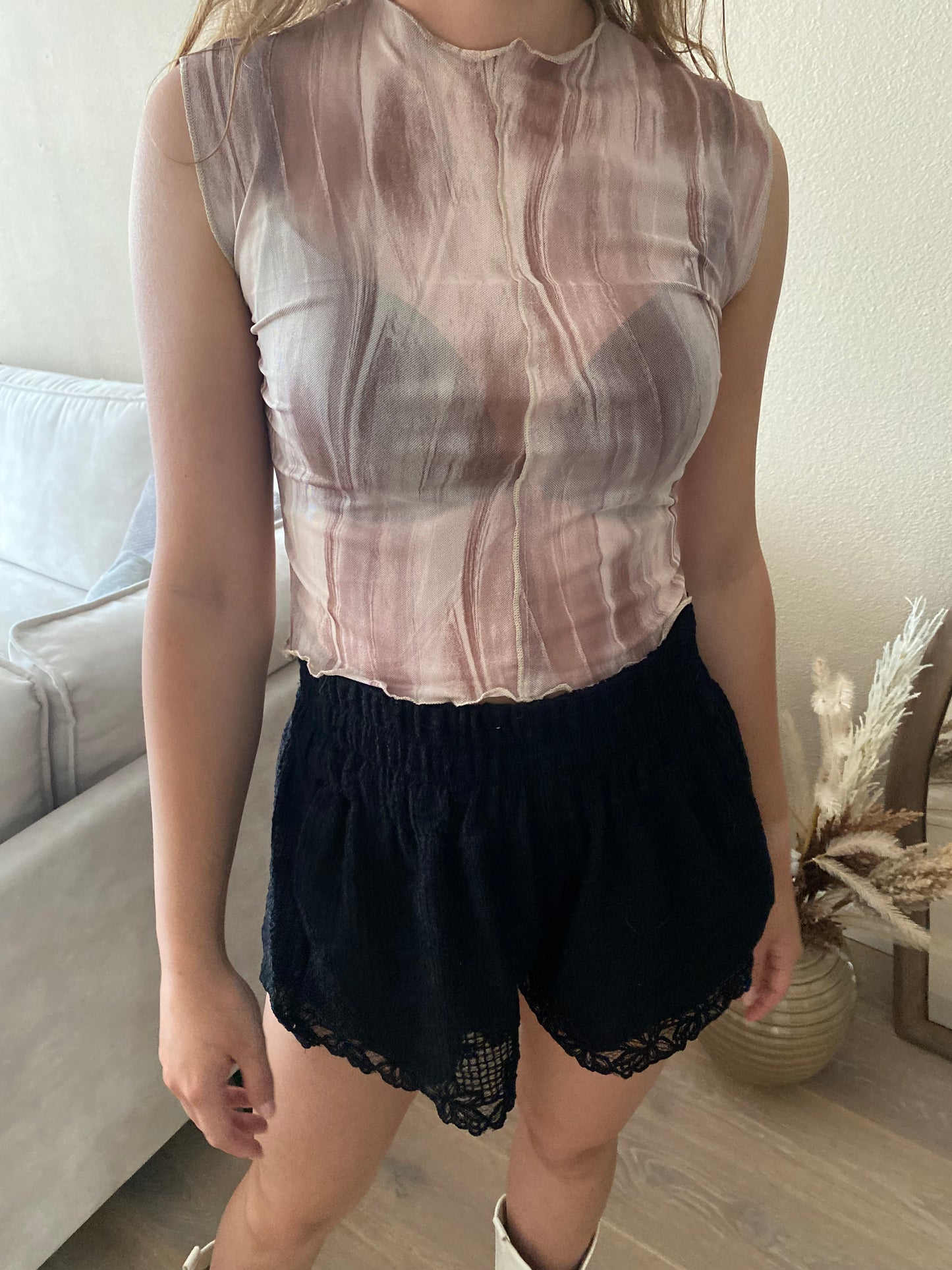 Jill - mesh top beige