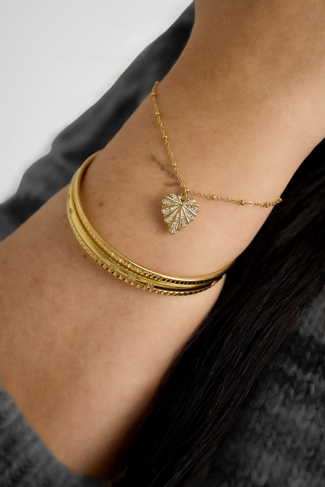 Charm strass hart armband zilver