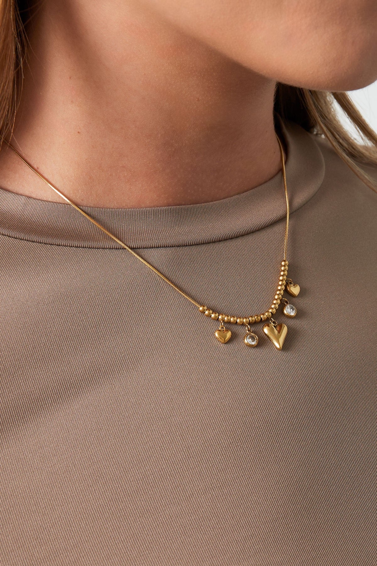 Gleaming heart ketting goud