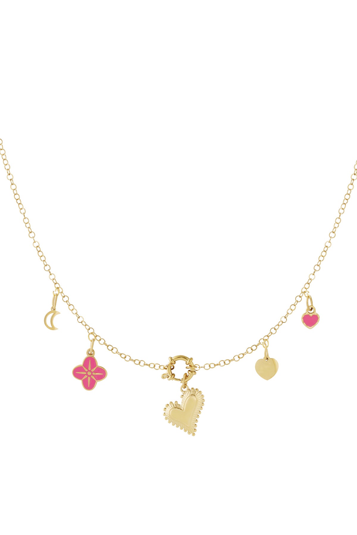DIY chunky hart ketting goud