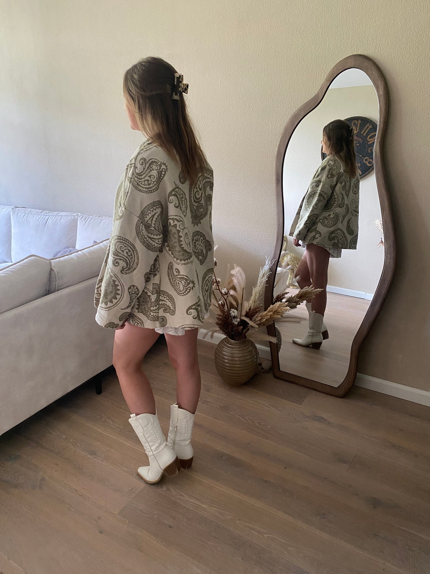 Ivy - Jasje paisley print beige/groen