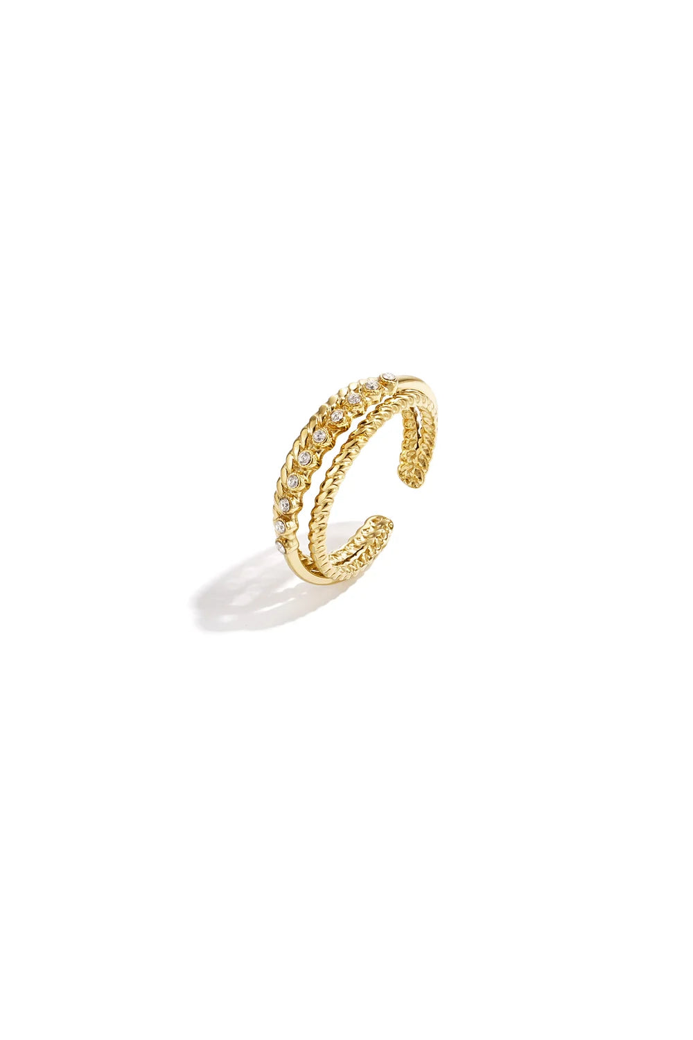 Dubbele ring met steentjes goud
