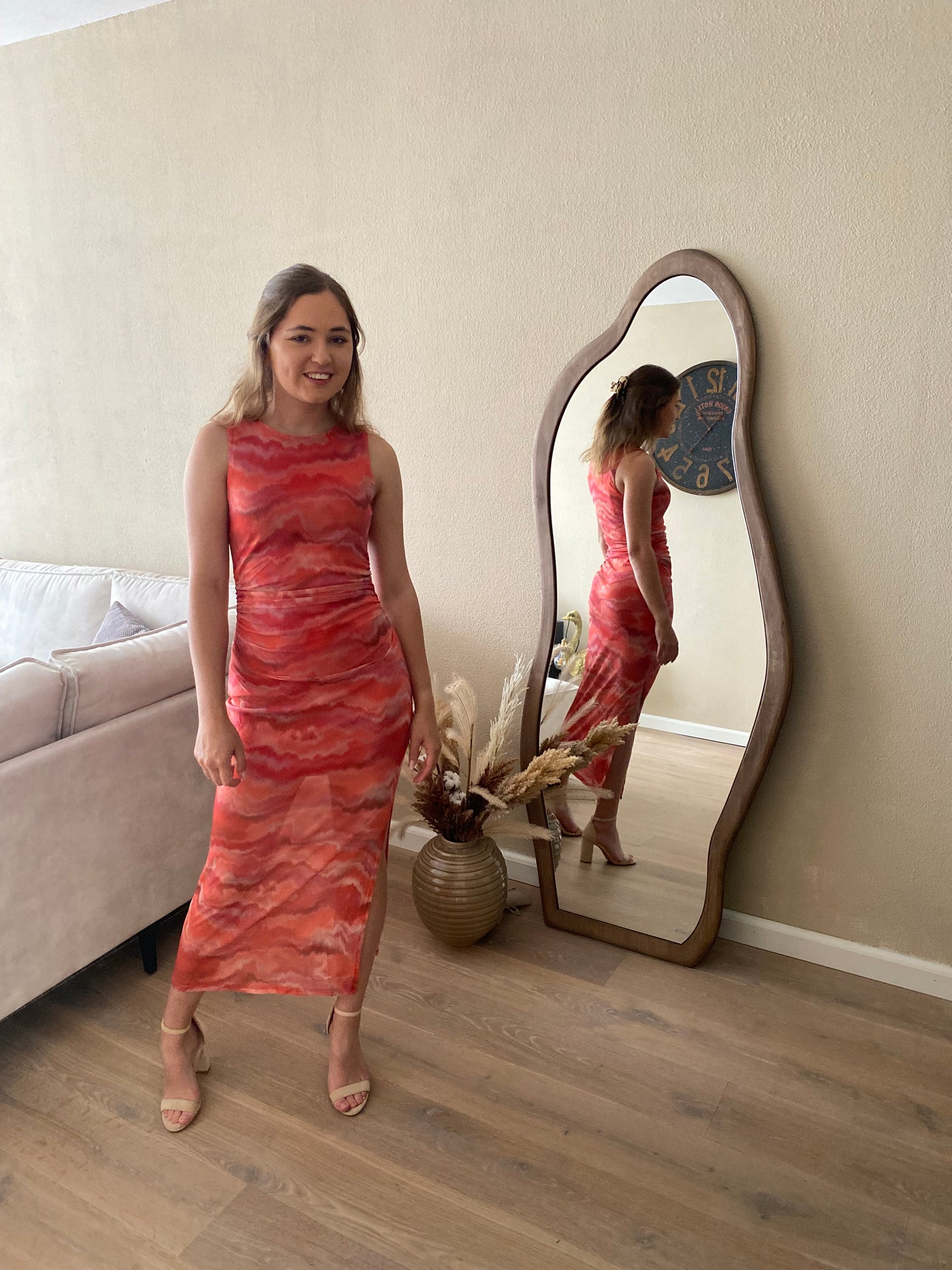 Nina - Mesh jurk oranje