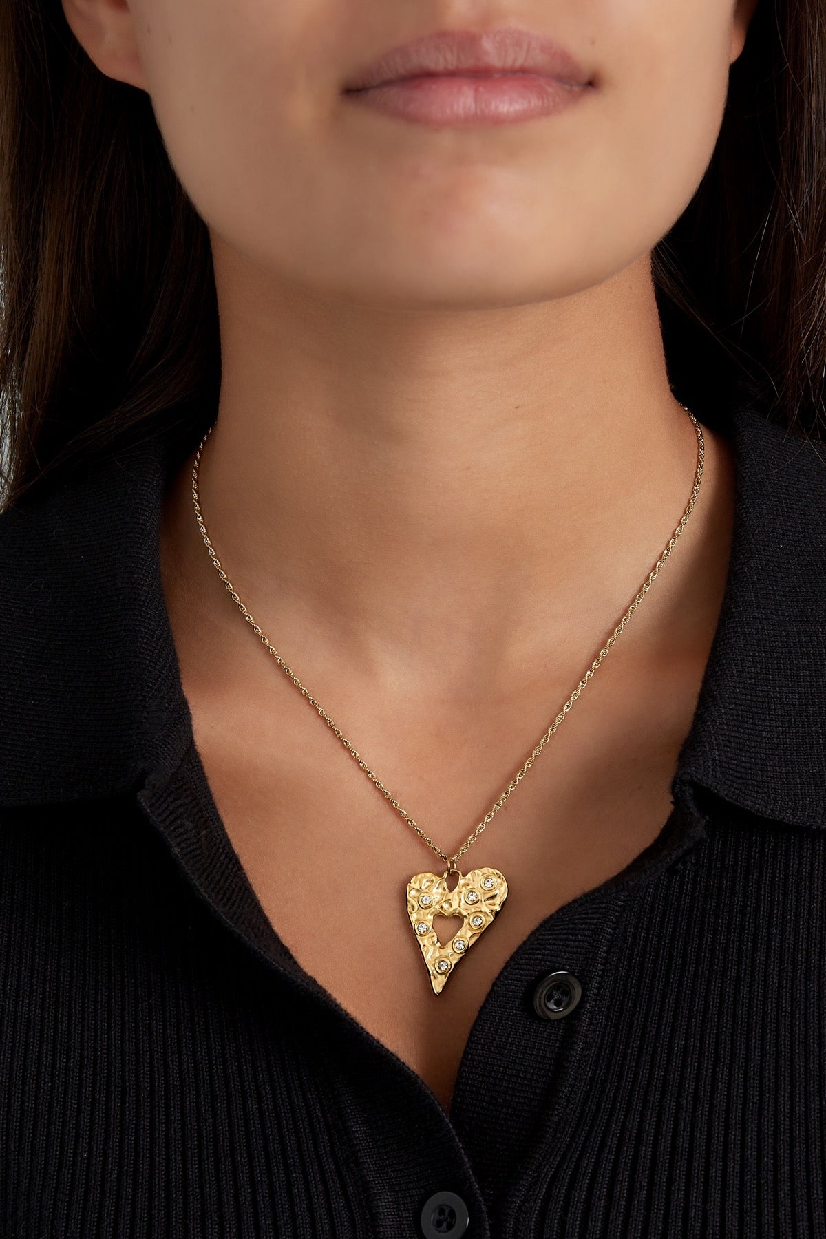 Sparkling heart ketting goud