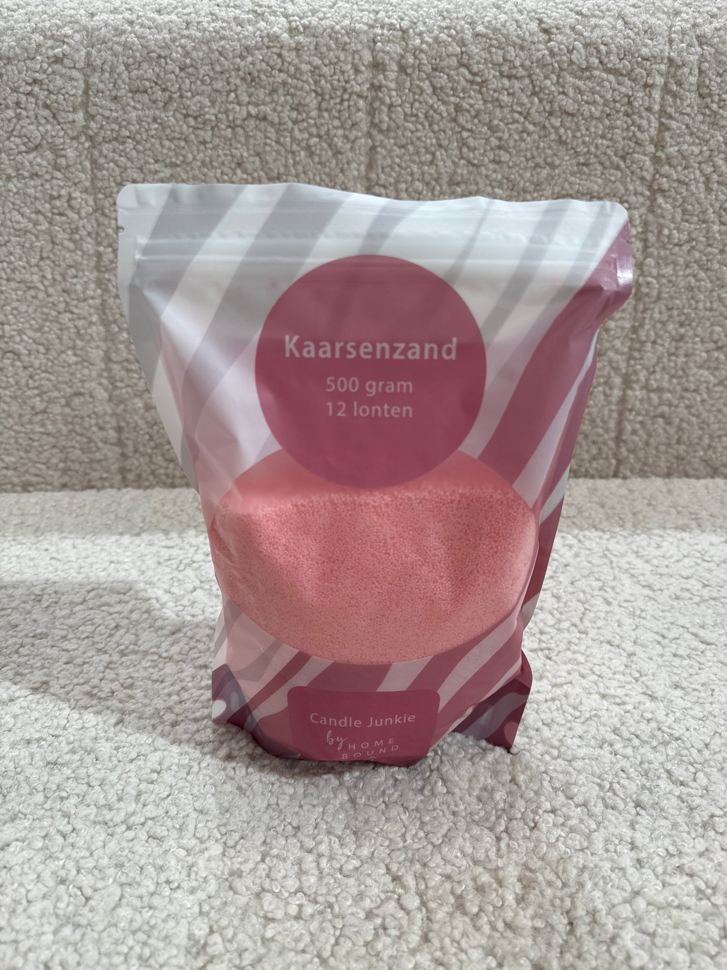 Kaarsenzand Roze Candle Junkie 500 gram & 12 lonten