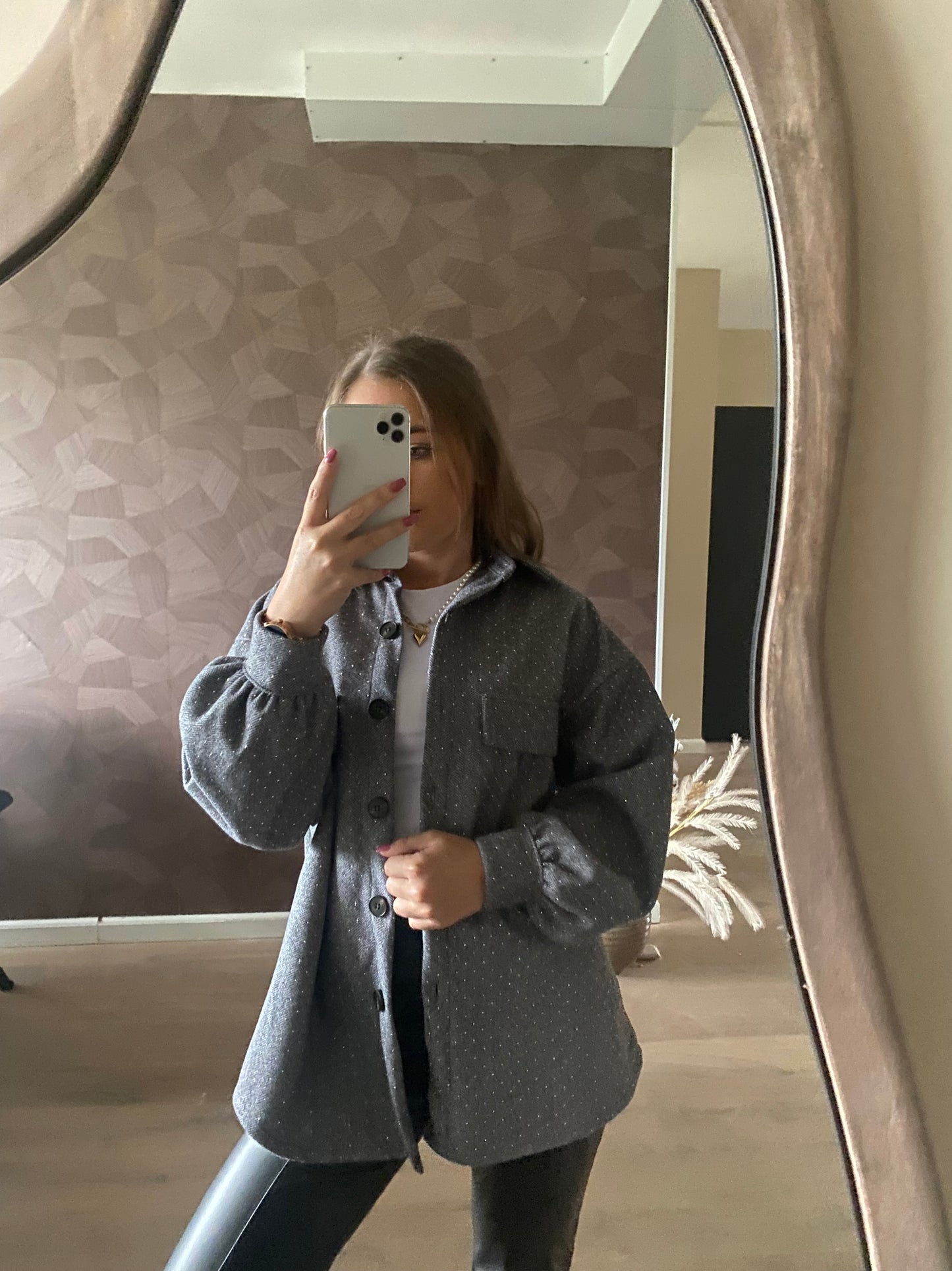 Elena - glitter jacket grijs