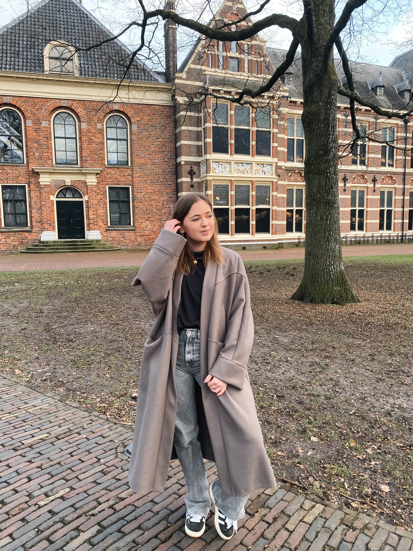 Suze - oversized coat taupe