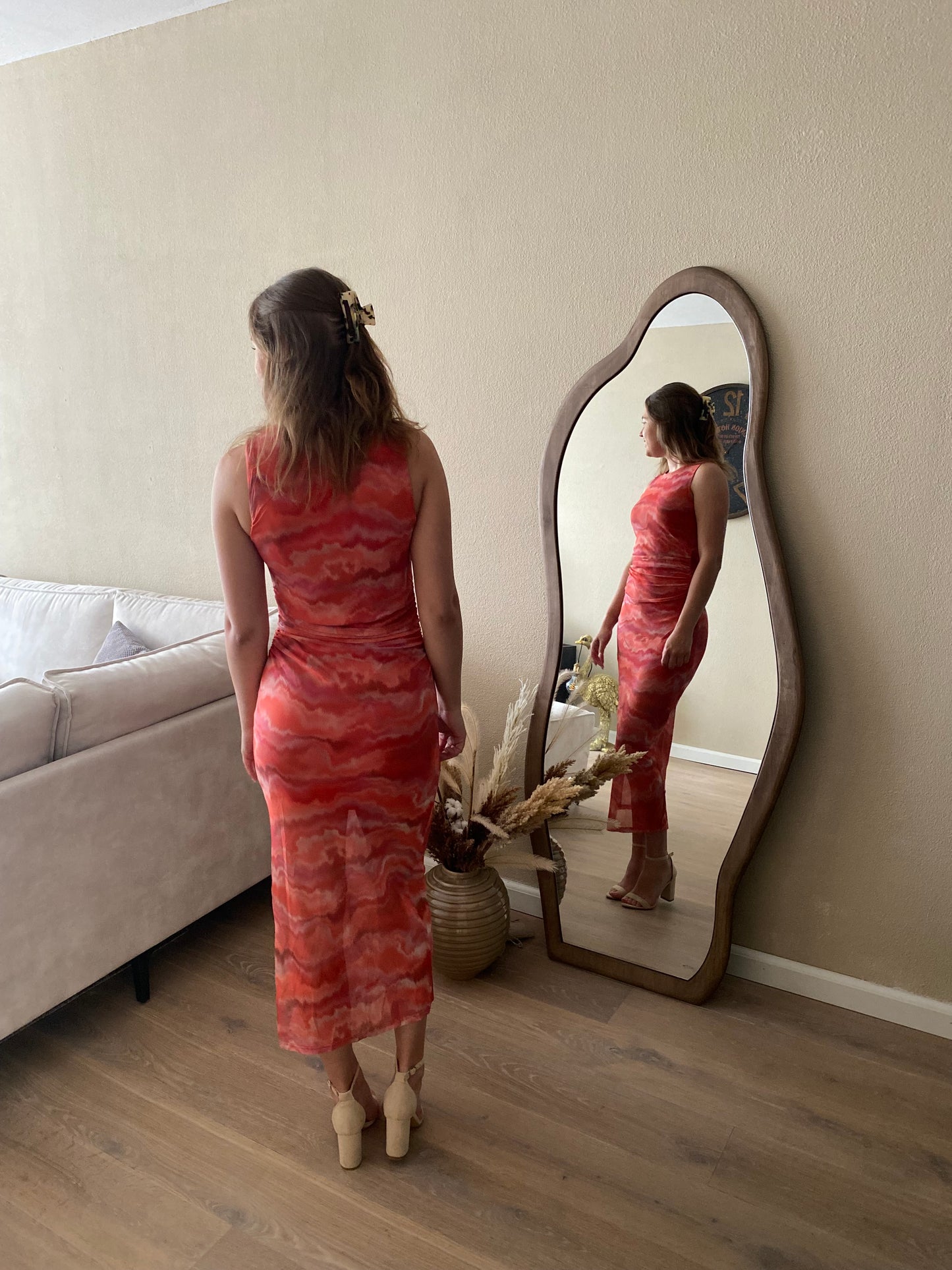 Nina - Mesh jurk oranje