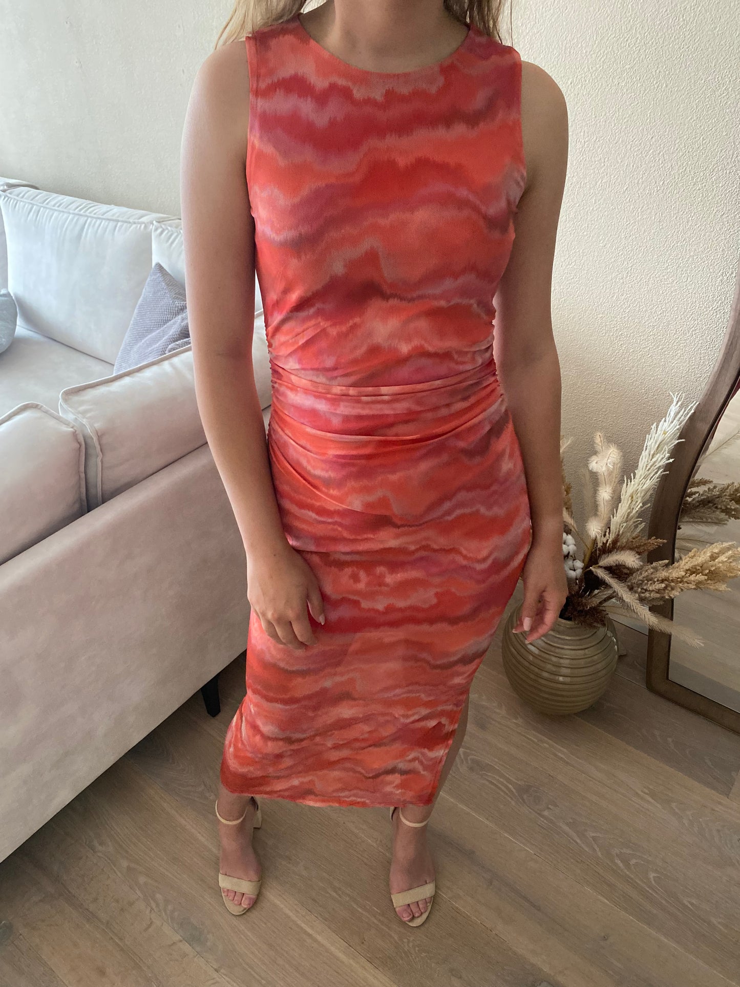Nina - Mesh jurk oranje