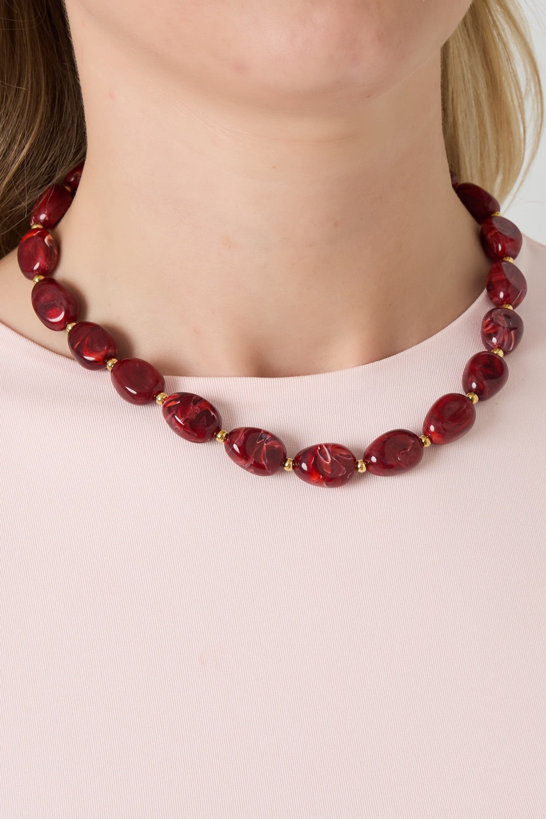 Ketting acryl kralen bruin