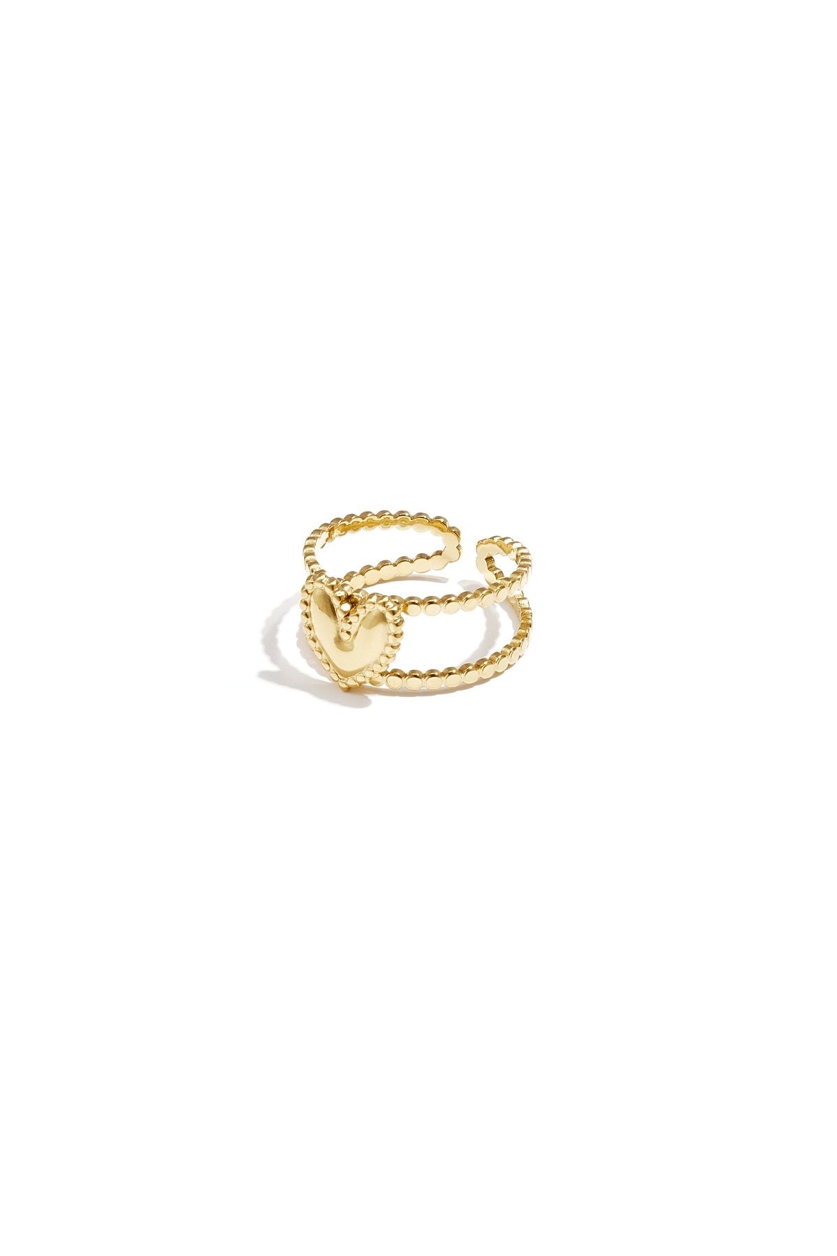 Dubbele ring met hart ring goud