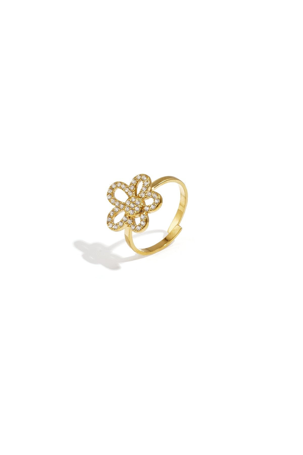 Belegde bloem ring goud