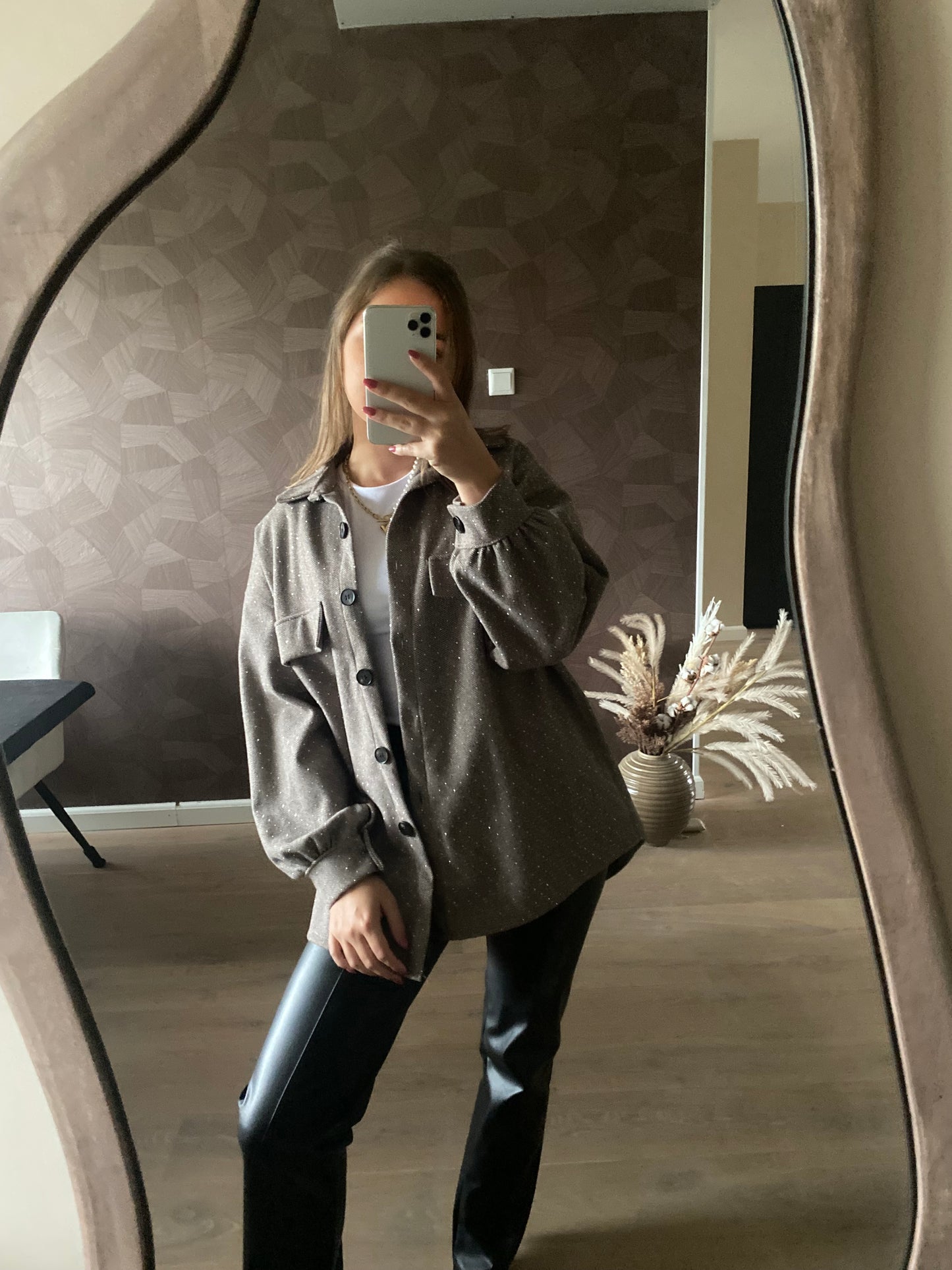 Elena - glitter jacket taupe