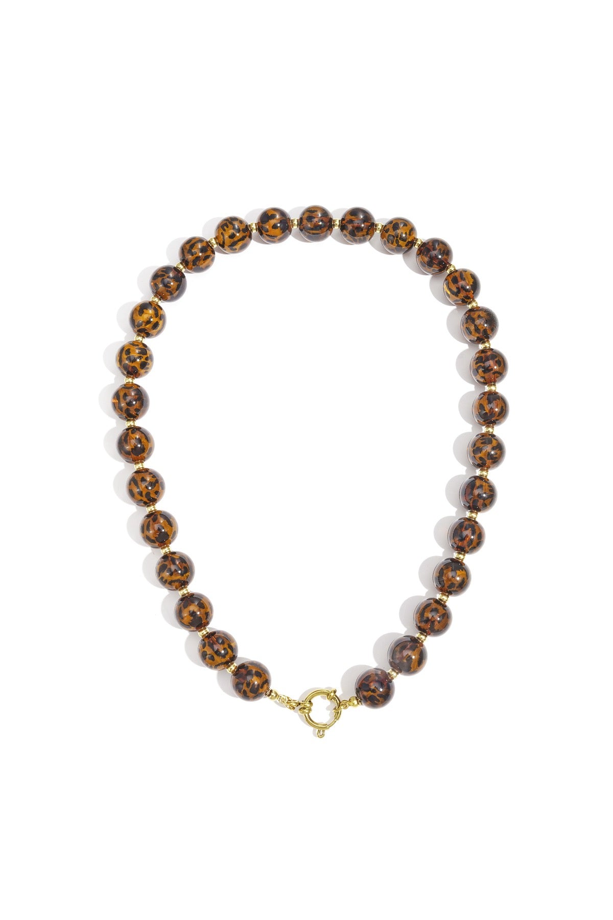 Ketting acryl kralen luipaardprint