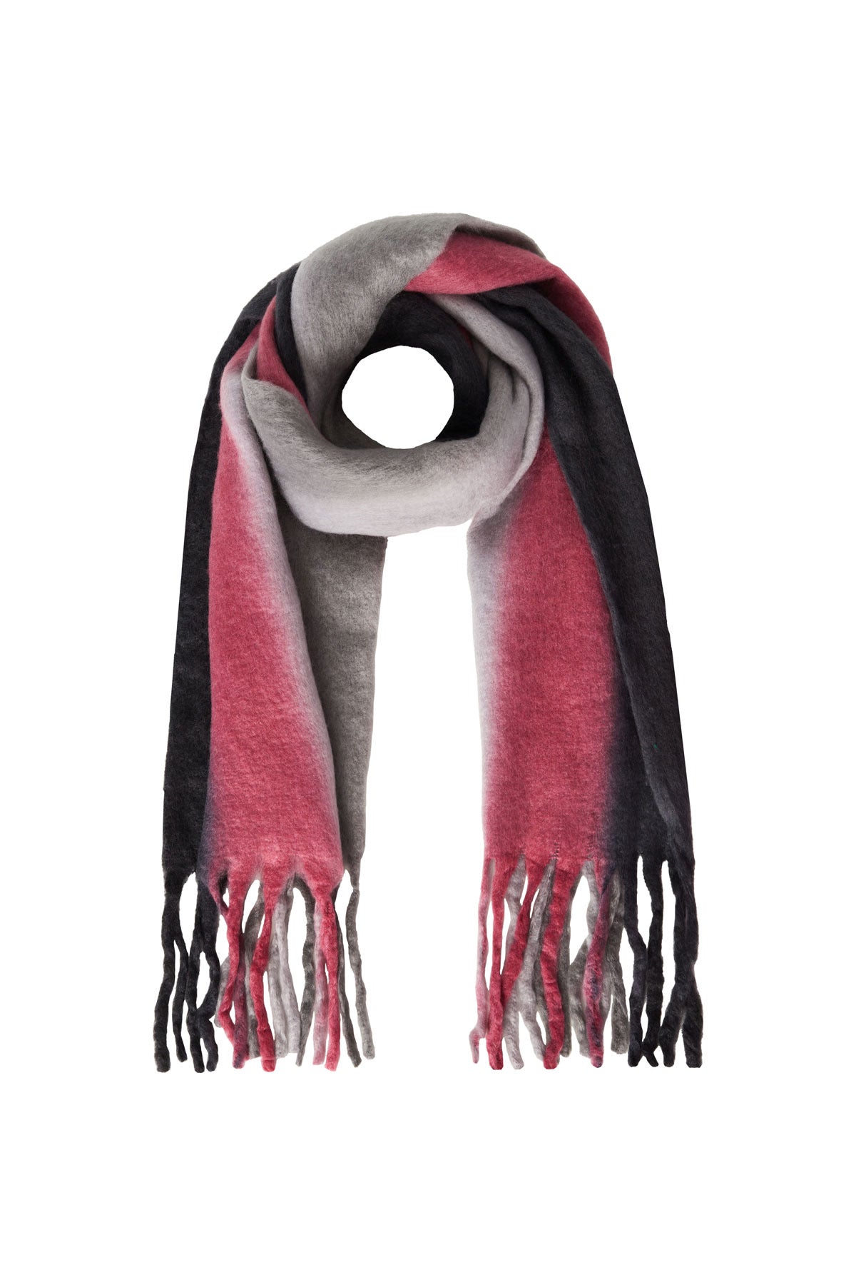 Wintersjaal ombré kleuren grijs/roze