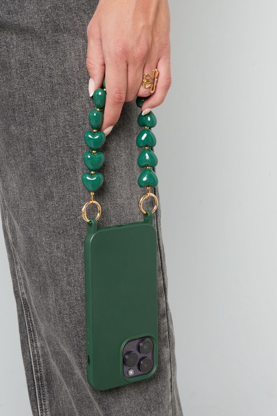 Telefoonkoord classy hart wit