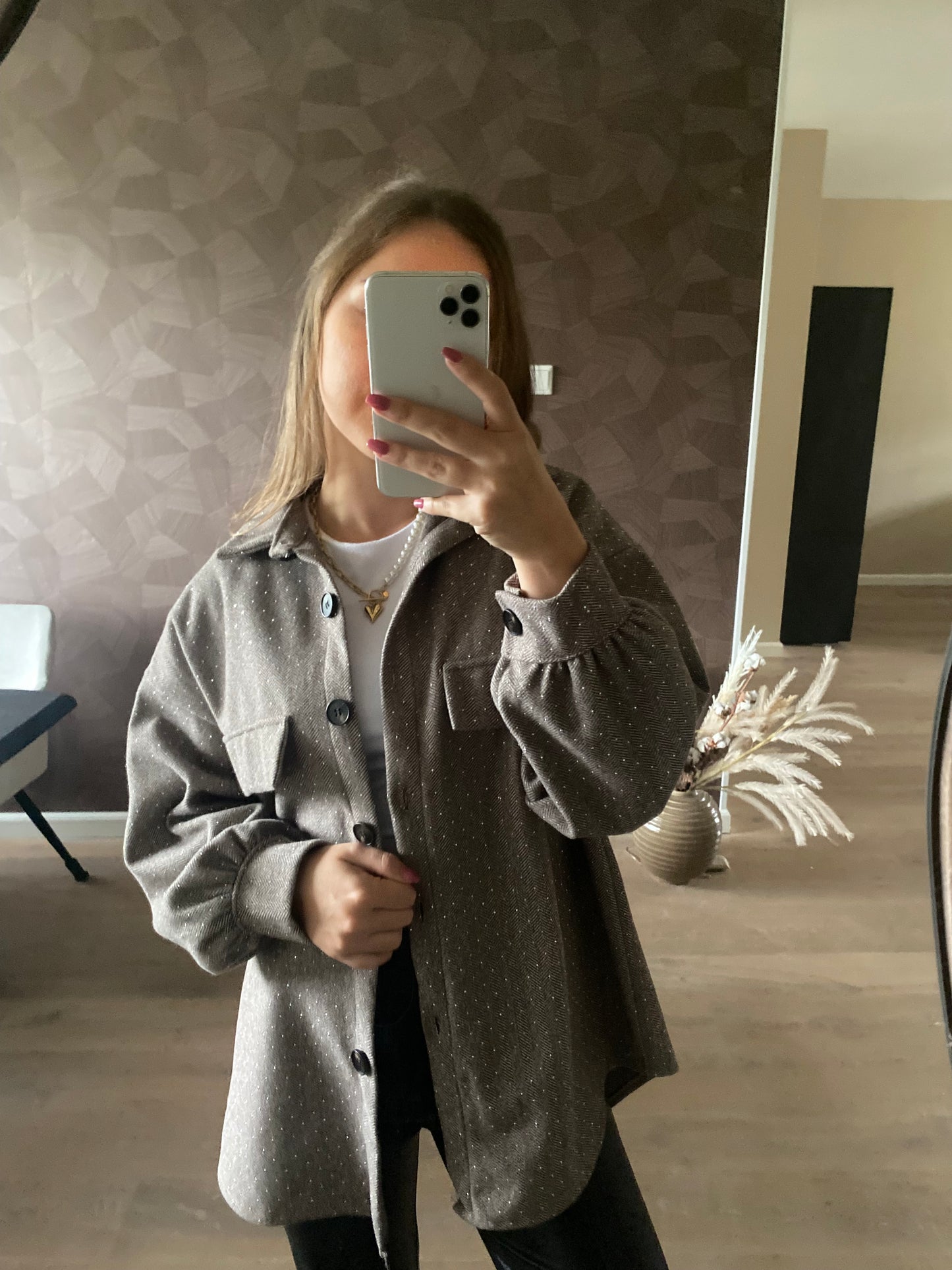Elena - glitter jacket taupe