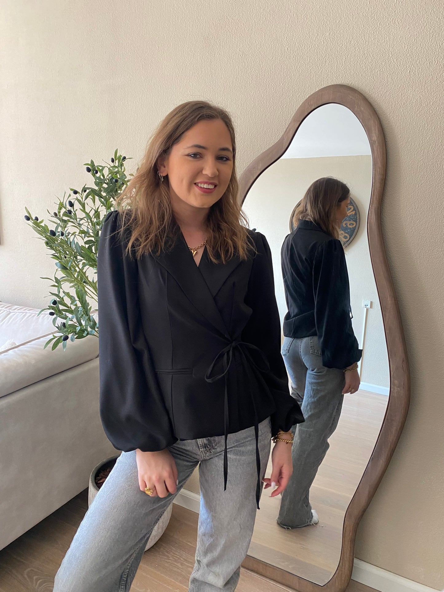 Maeve - zwarte wikkel blazer long sleeve
