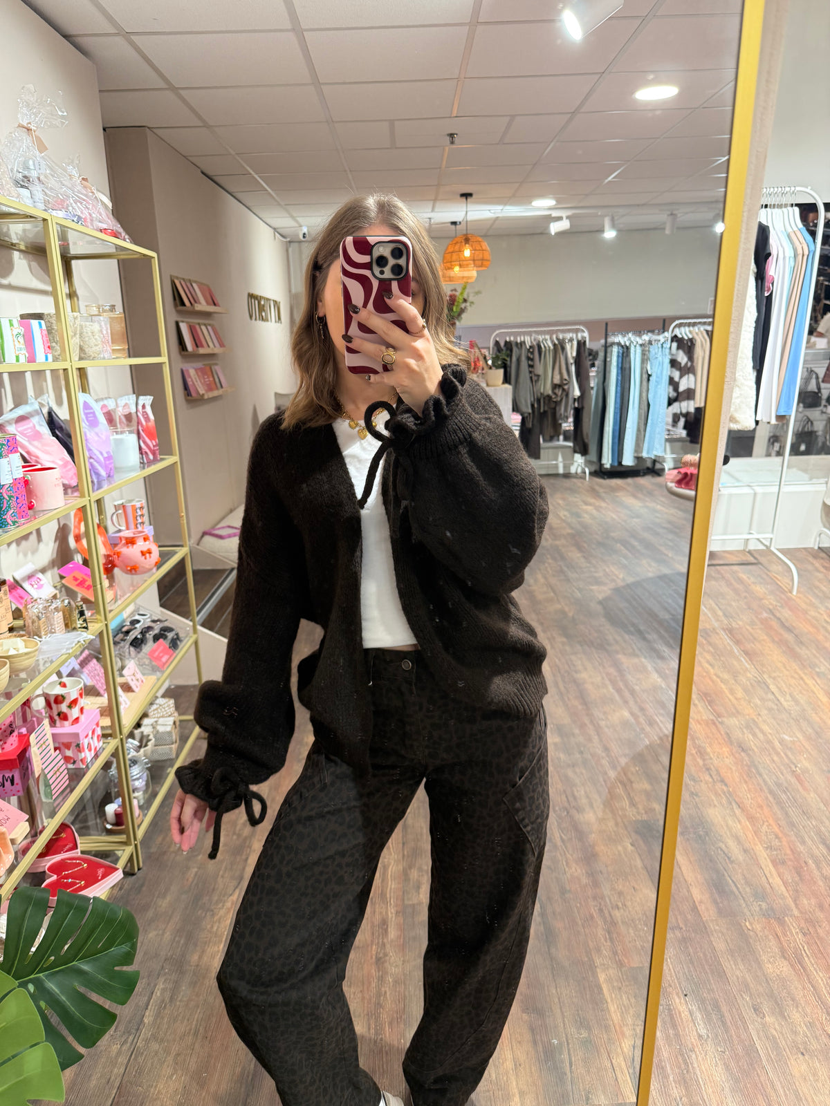 Noelle - ruffle mouw vest bruin