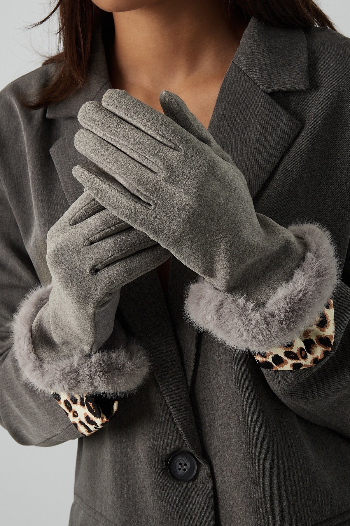 Handschoenen fluffy elegance - grijs