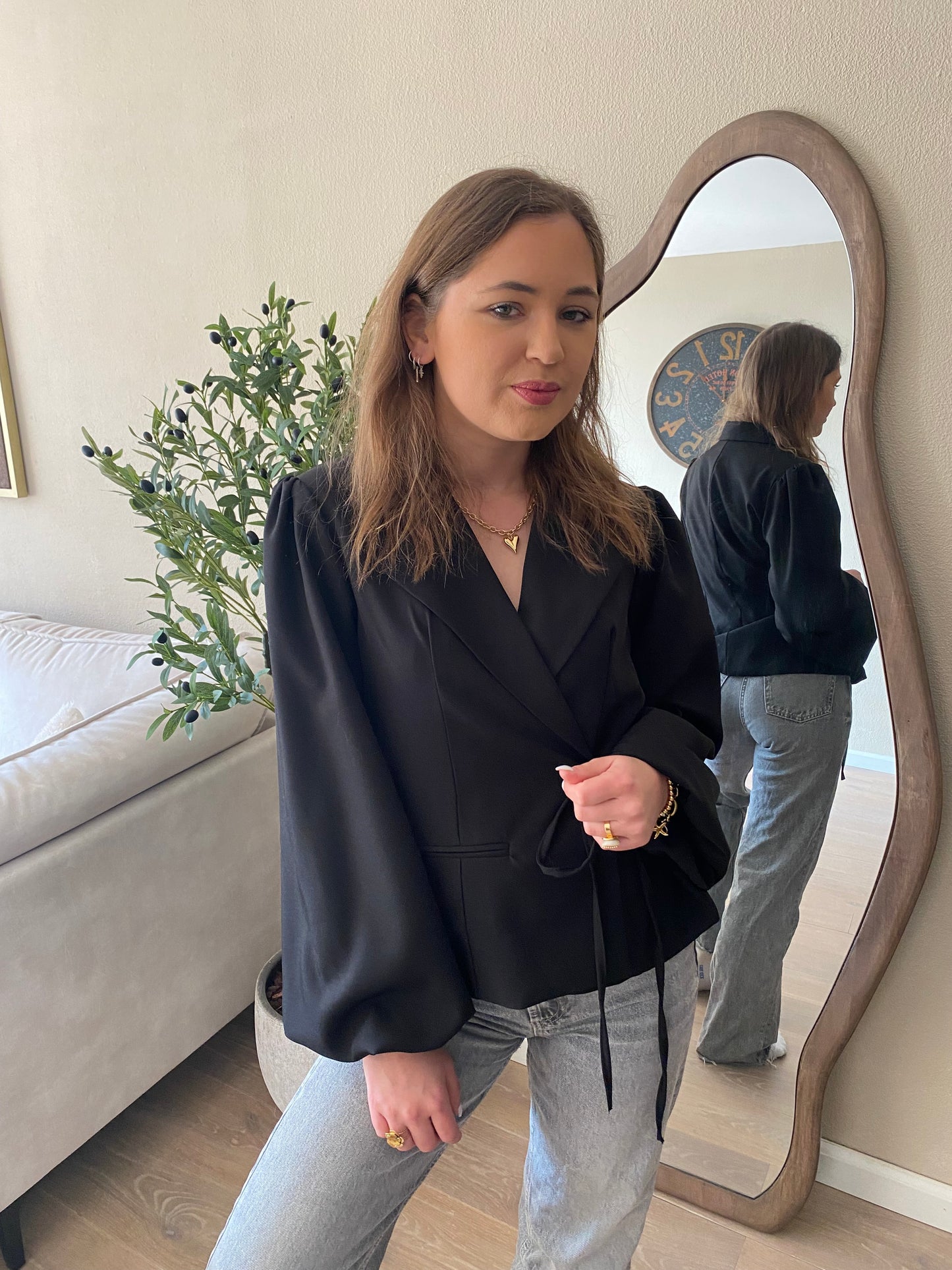 Maeve - zwarte wikkel blazer long sleeve