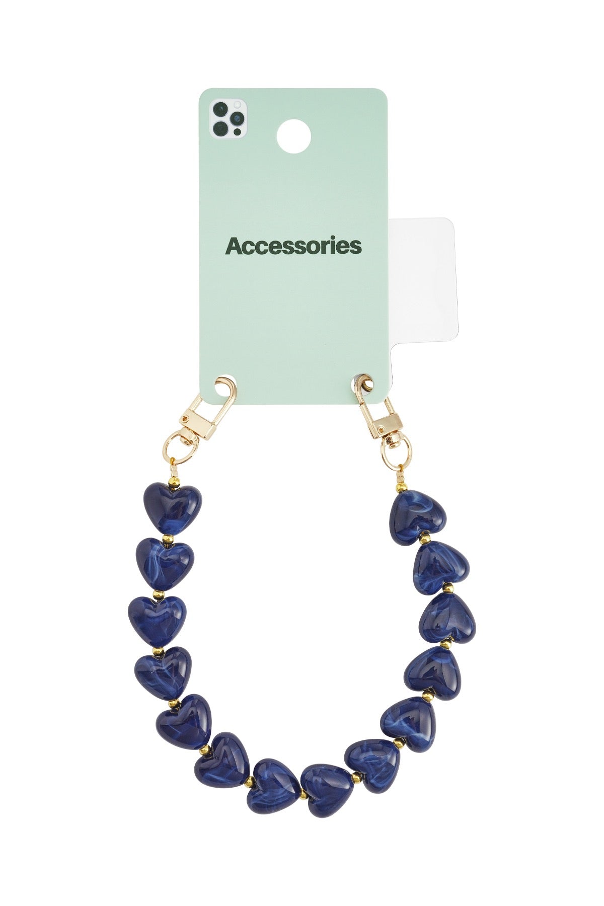 Telefoonkoord marble hart donkerblauw