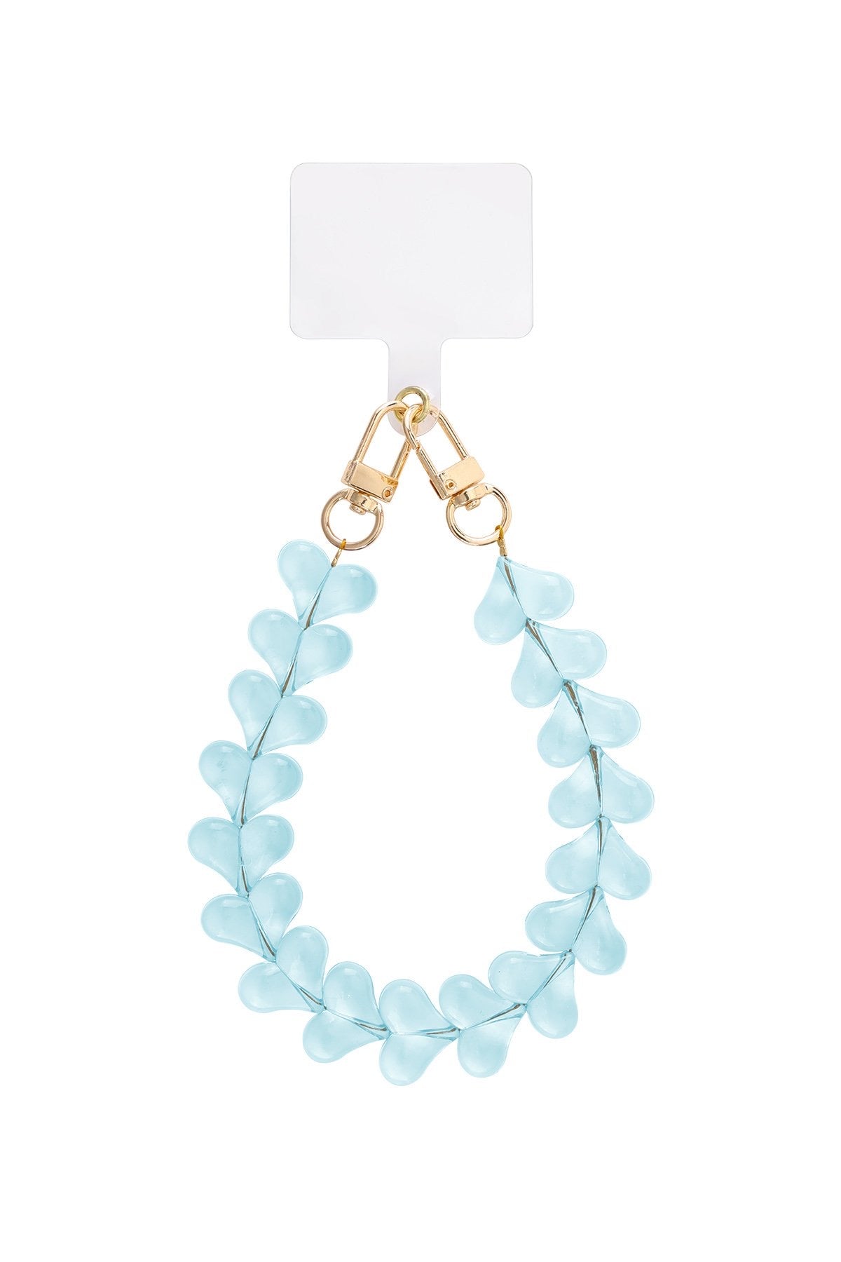 Telefoonkoord hartjes babyblauw transparant
