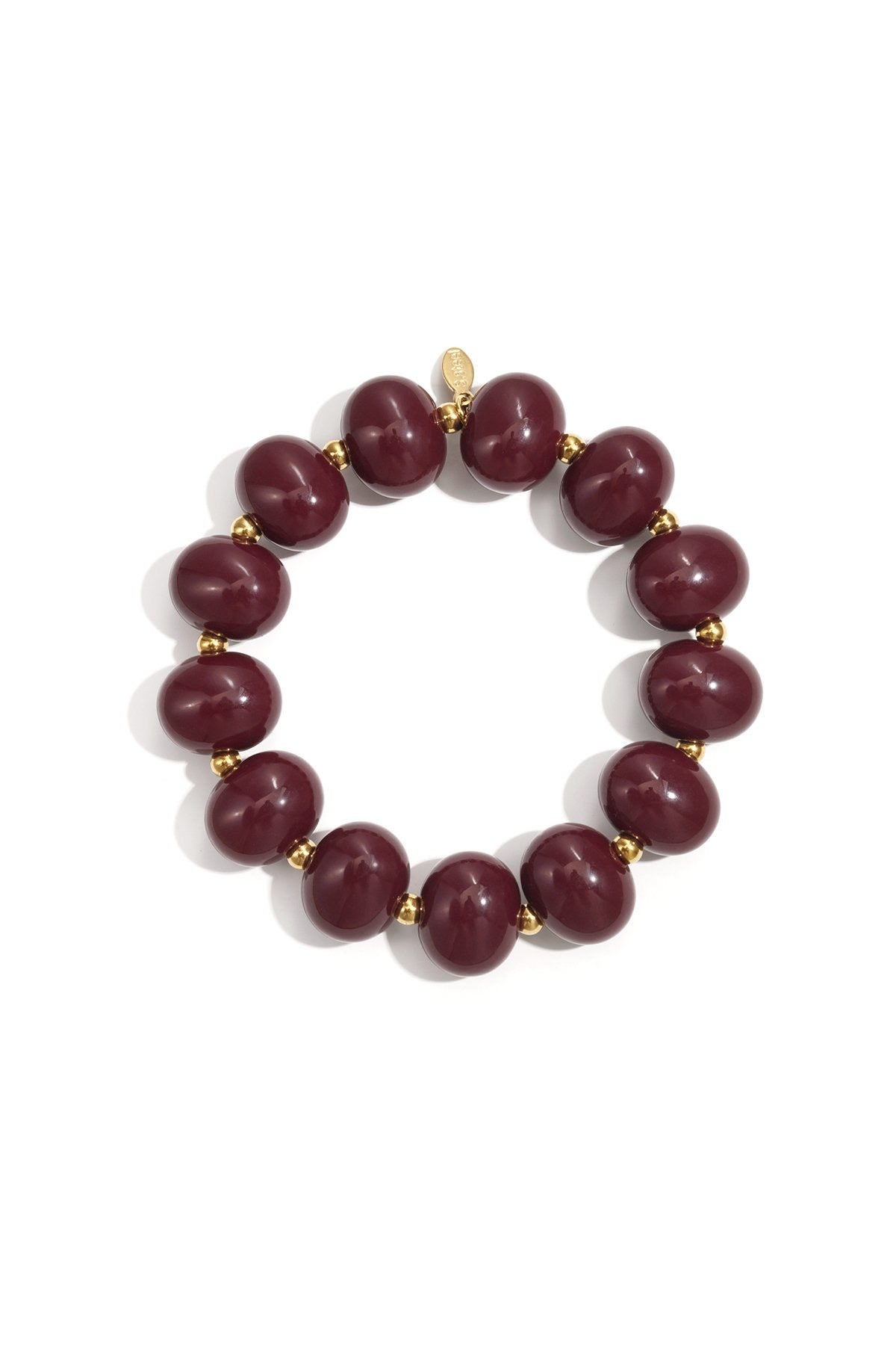 Elastieke kralenarmband met grote kralen bordeaux