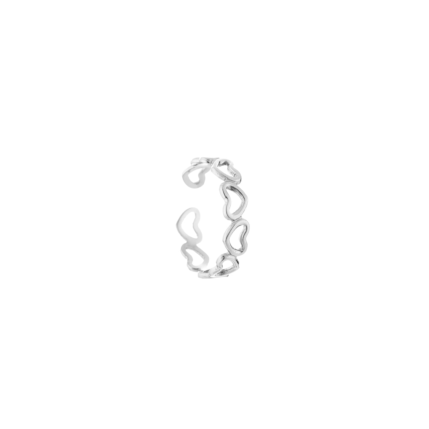 Open hartjes ring zilver