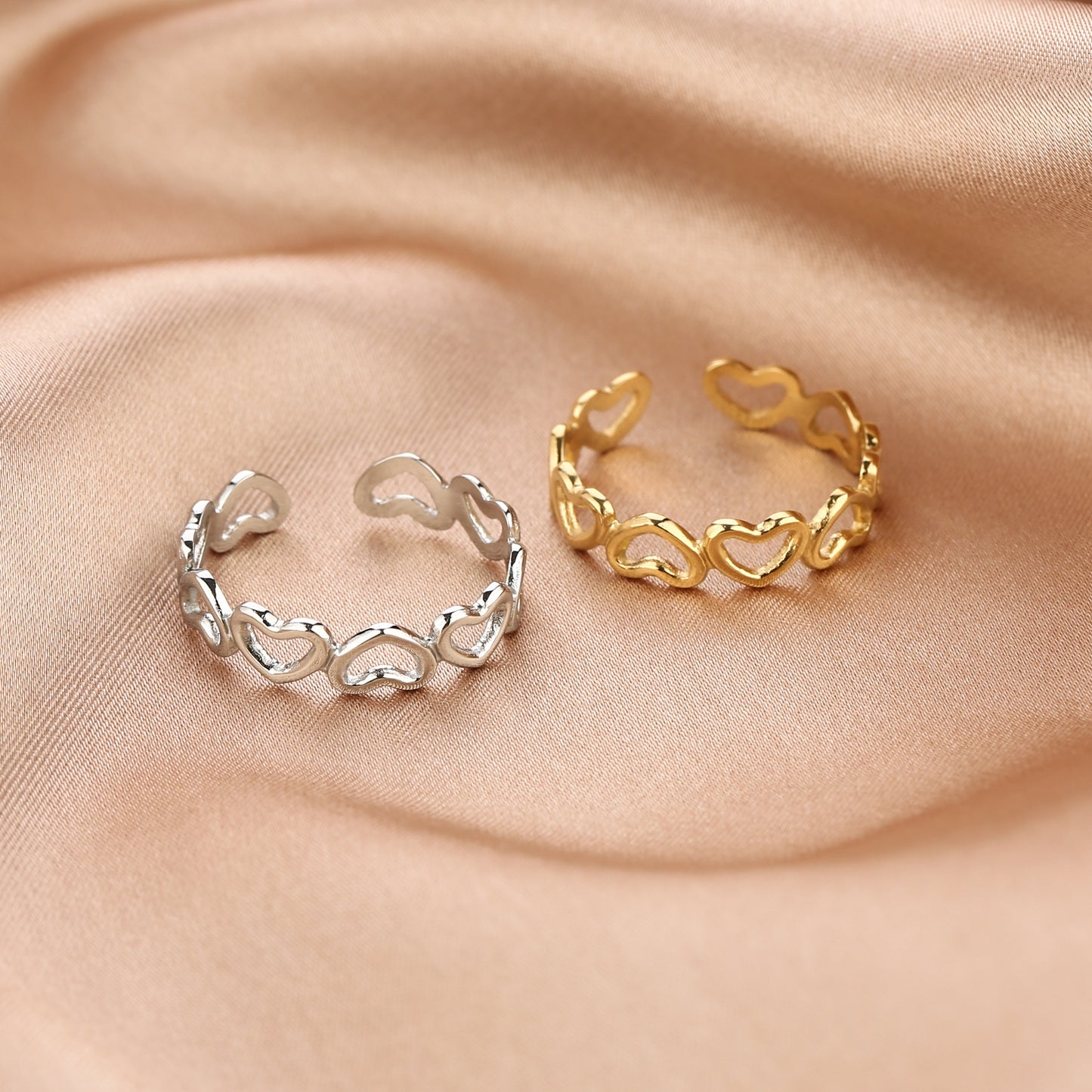 Open hartjes ring zilver