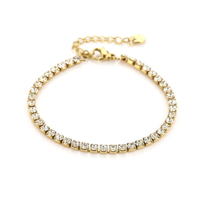Strass steentjes armband goud